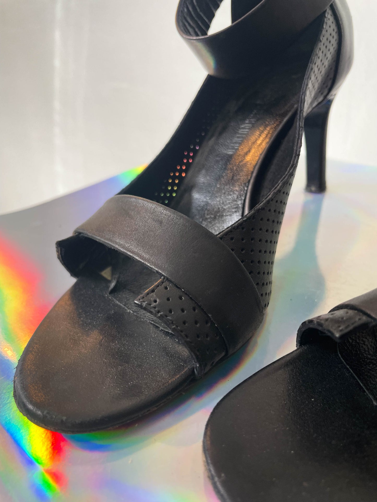 Veronique Branquinho 2000's black leather sandals with heel size 39