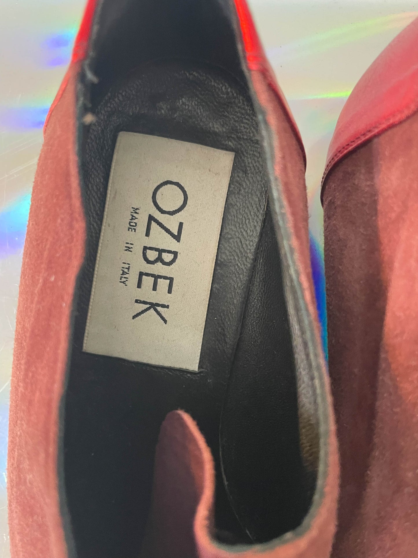 Ozbek 90's two-toned red suede loafers with zipper size 37