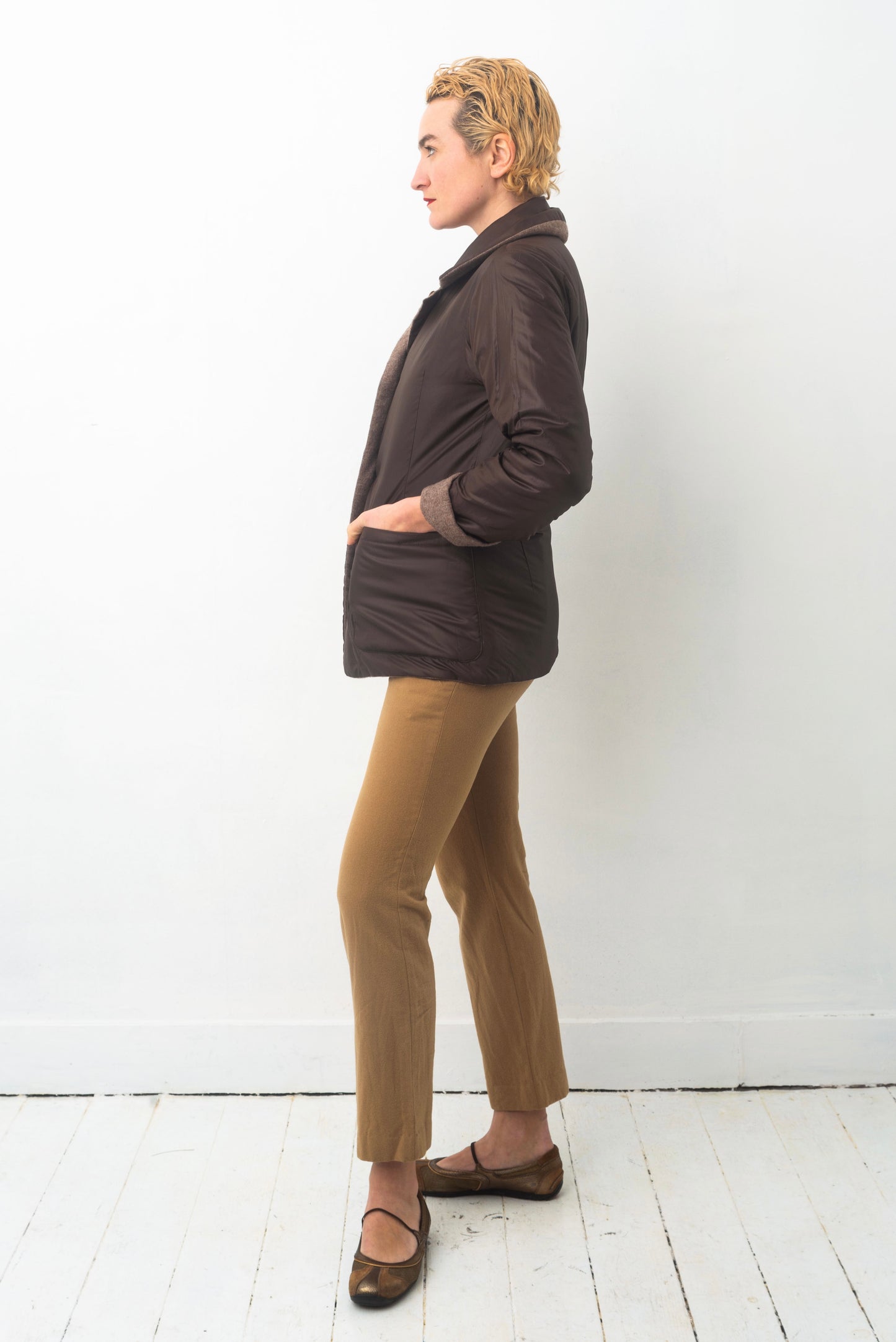 Issey Miyake Plantation 90’s reversible brown wool and padded nylon jacket
