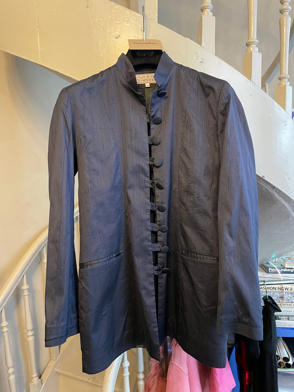 Yoko Kimura raw silk navy blazer