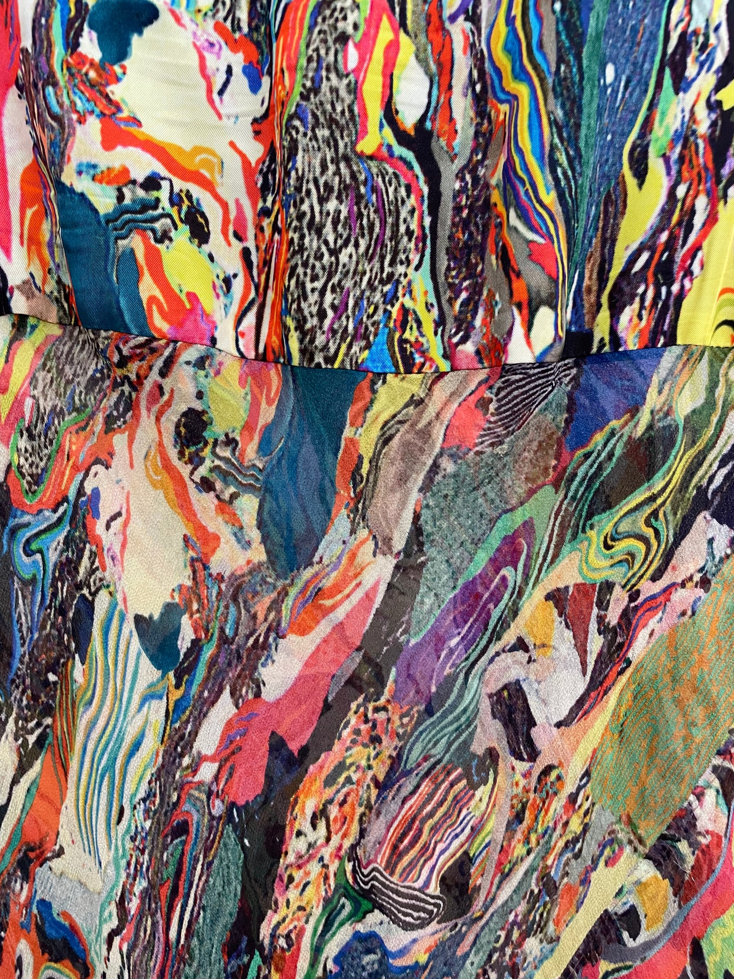 Dries van Noten FW 2008 multicolour marble print silk skirt