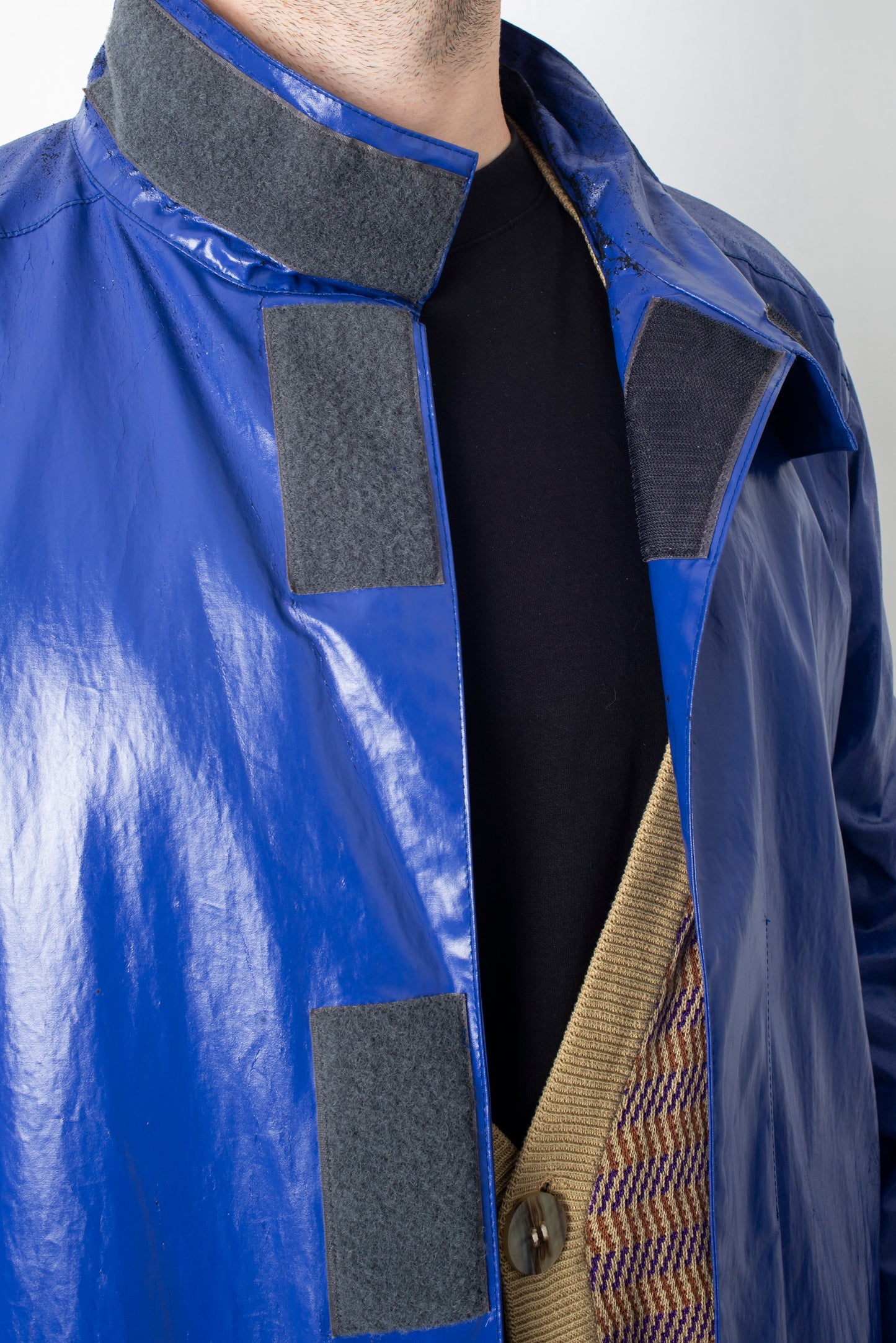 Prada Linea Rossa 2000´s electric blue nylon rain jacket with Velcro closure