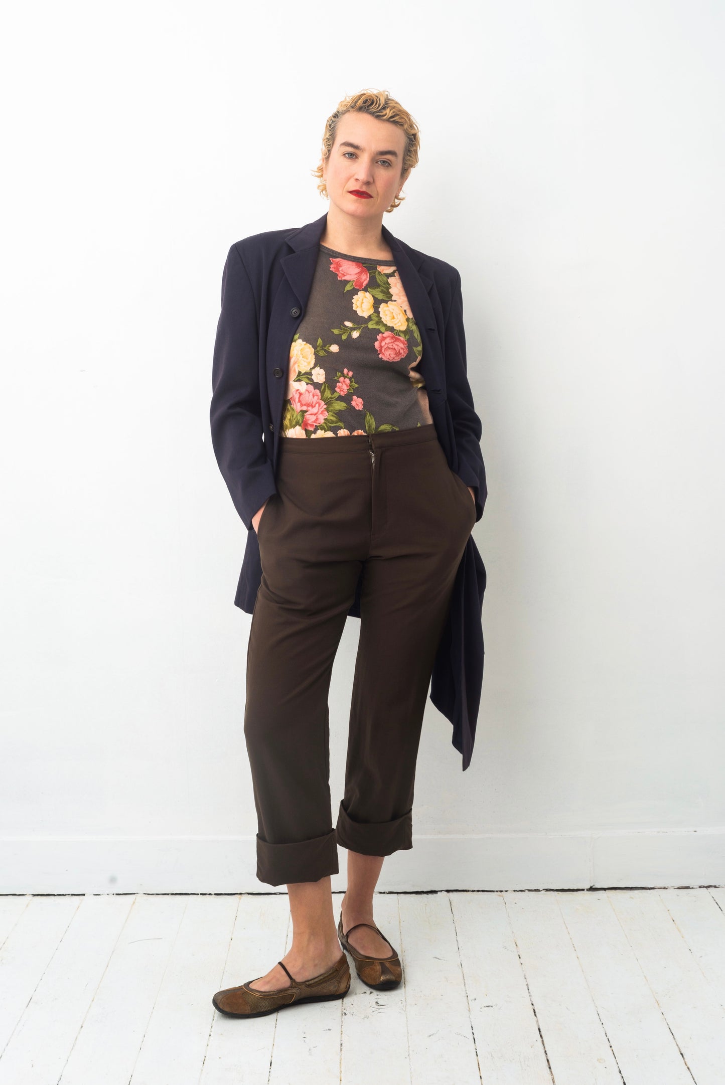Comme des Garçons 90’s asymmetrical rayon plum jacket