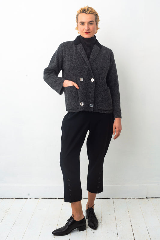 Y’s 90s grey and black knit double breasted cardigan