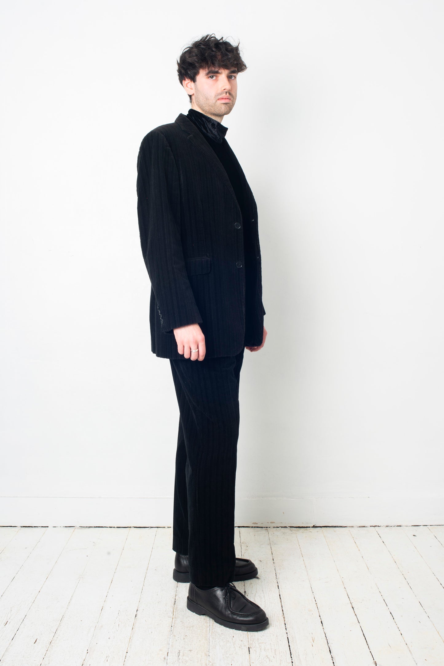Costume National 90s black corduroy pantsuit