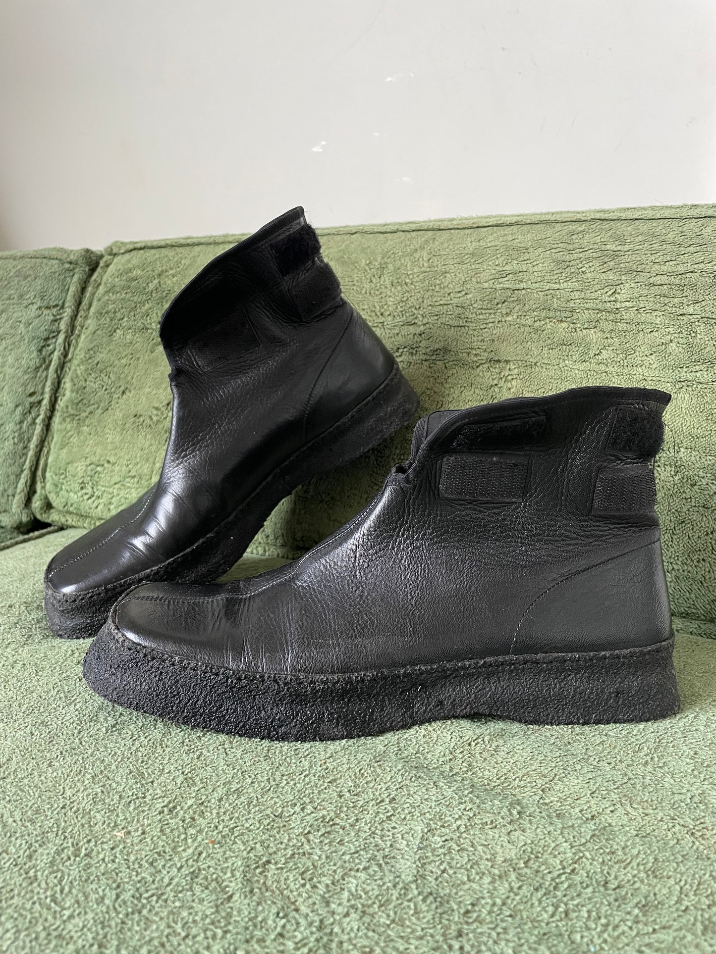 Jil Sander 90's leather future desert ankle boots with nylon and velcro flap