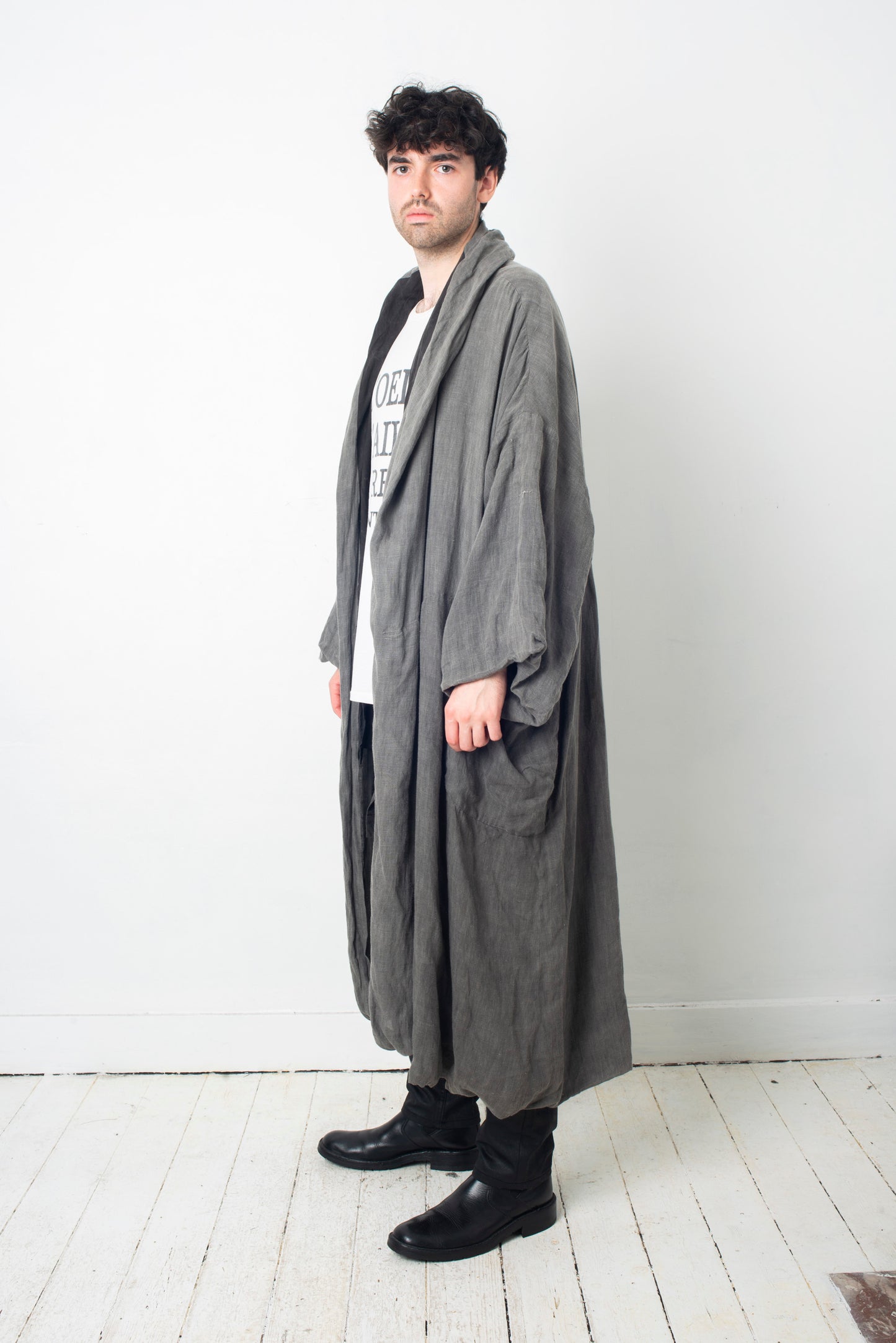 Comme des Garçons reversible wrinkled grey oversized coat