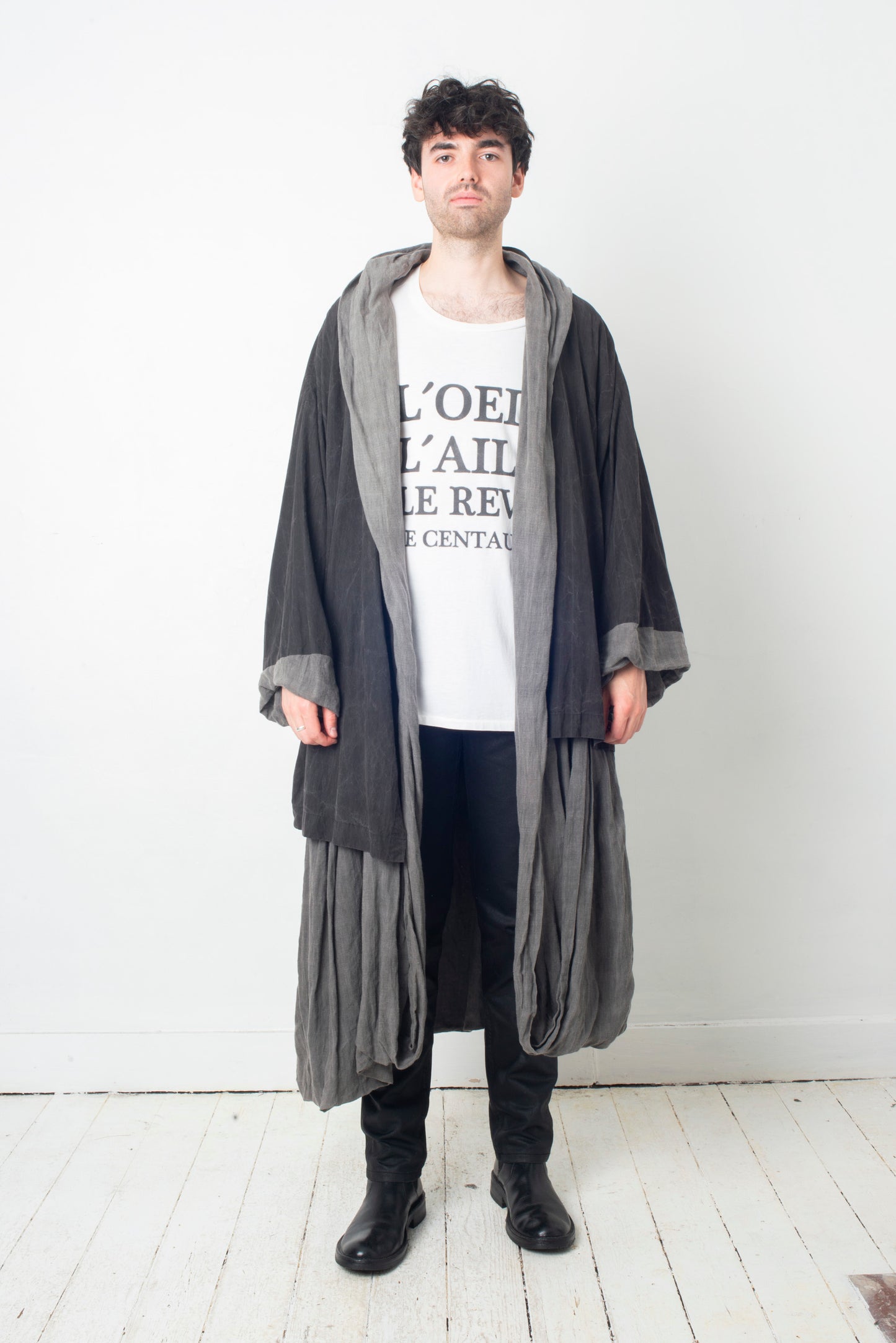 Comme des Garçons reversible wrinkled grey oversized coat