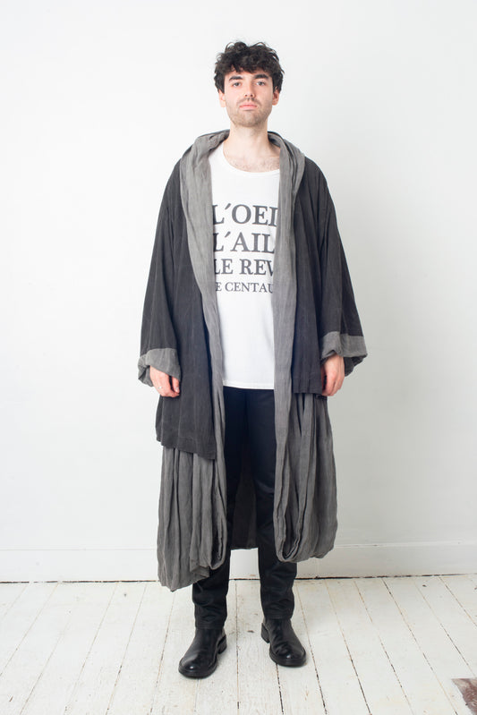 Comme des Garçons reversible wrinkled grey oversized coat