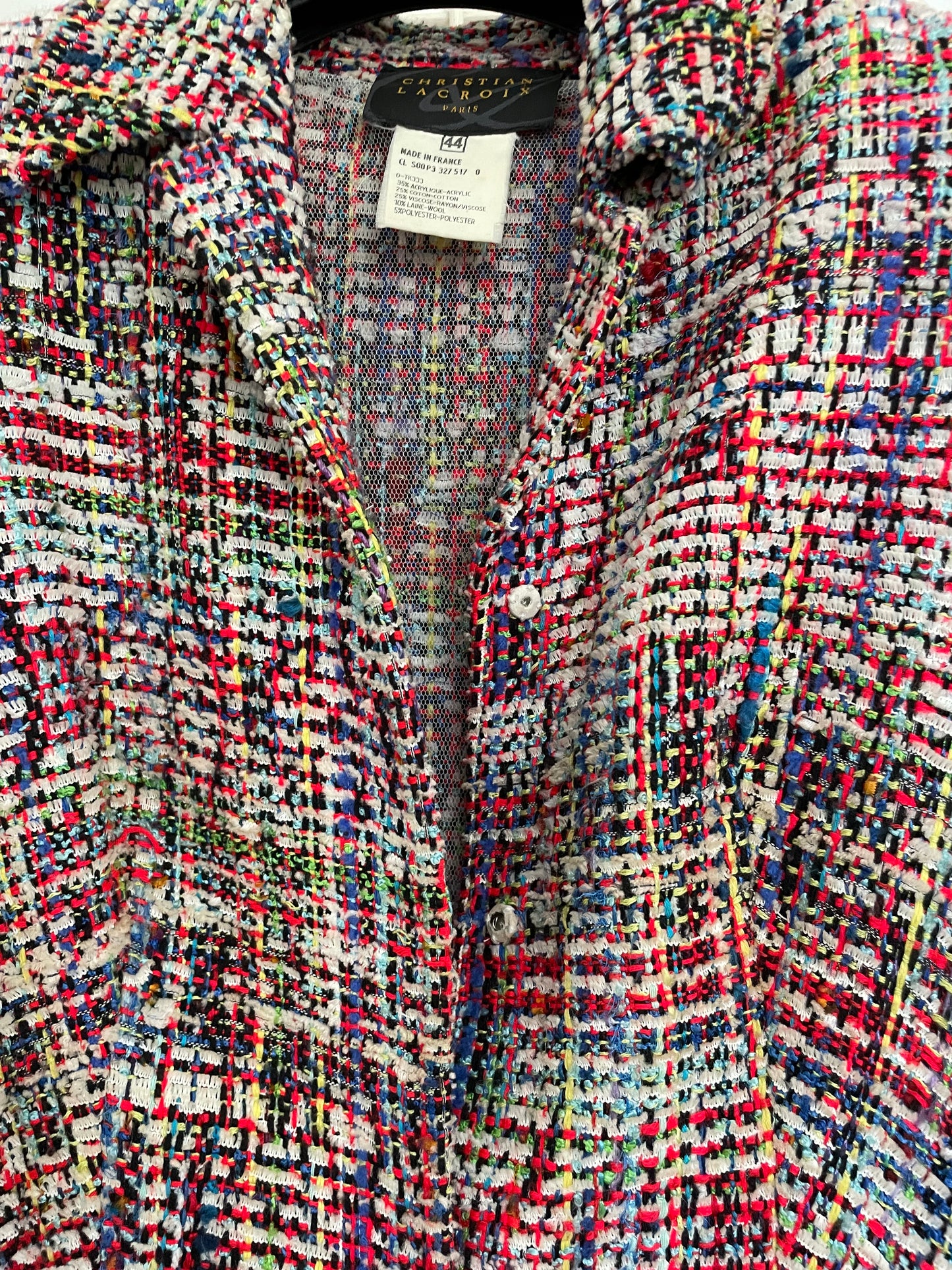 Christian Lacroix 90's knitted distressed multicolour jacket