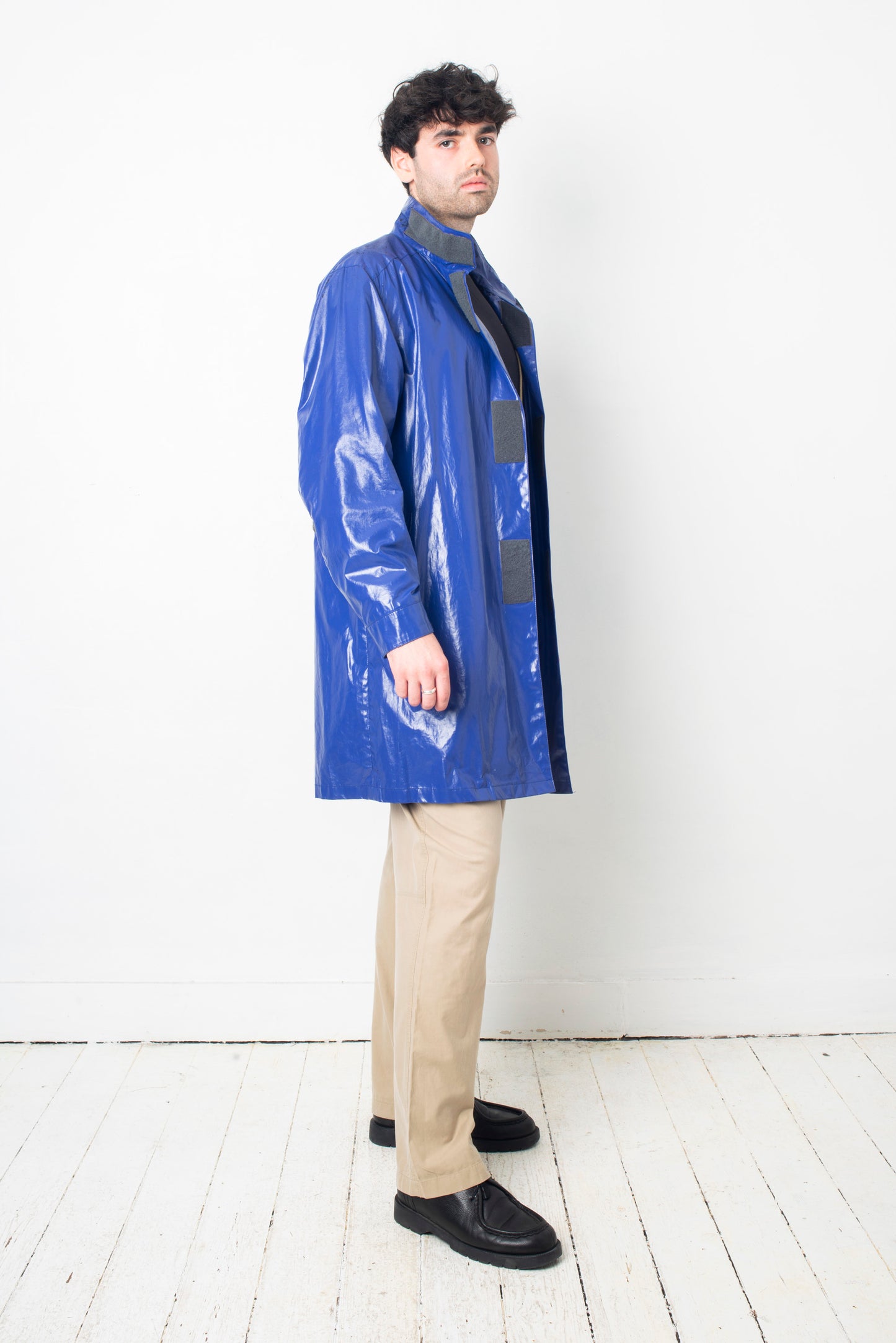 Prada Linea Rossa 2000´s electric blue nylon rain jacket with Velcro closure
