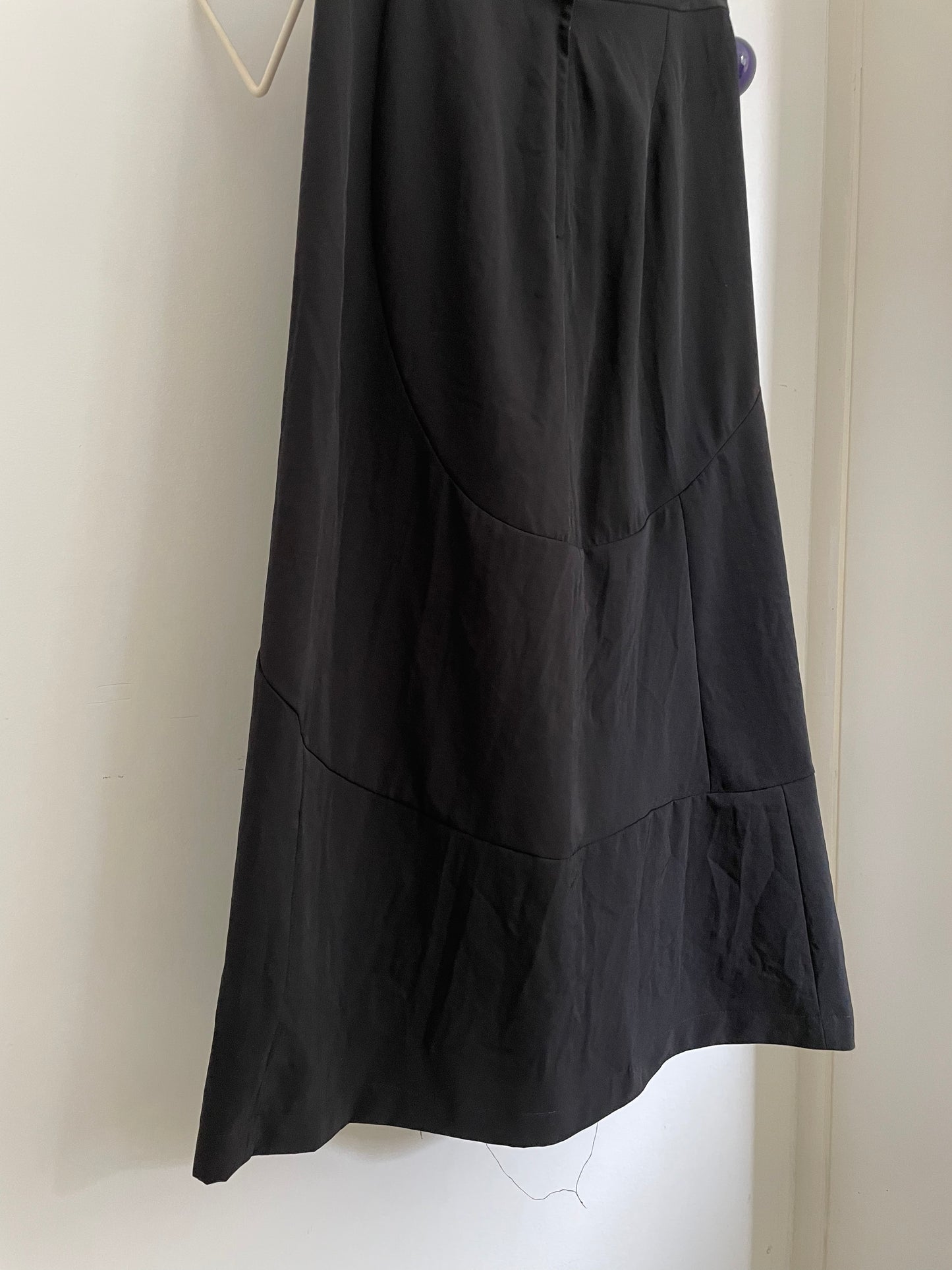Comme des Garçons FW 1995 black maxi patchwork skirt with round strips of fabric