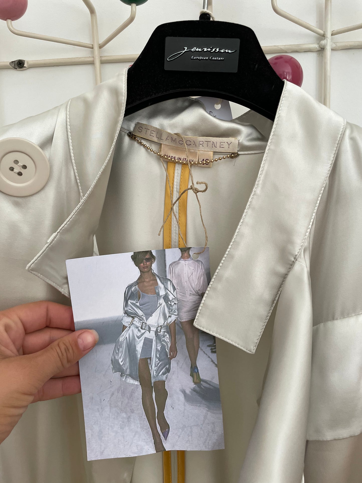 Stella McCartney SS 2003 silver silk fluid coat / dress with matching belt