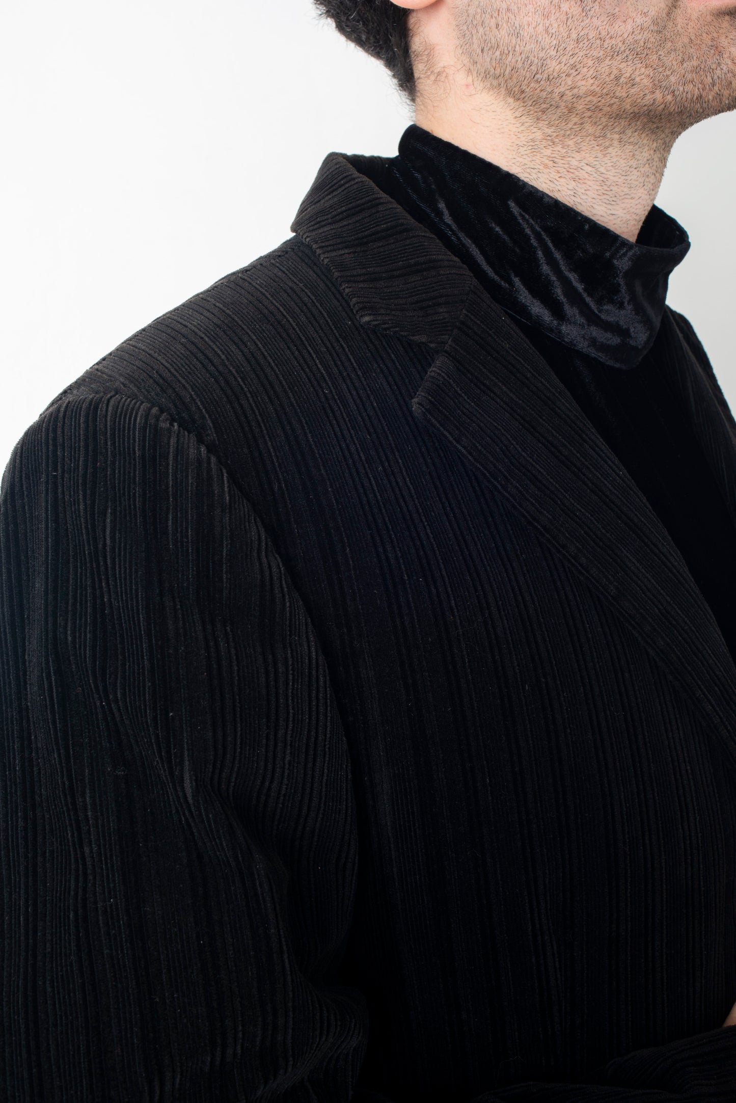Costume National 90s black corduroy pantsuit