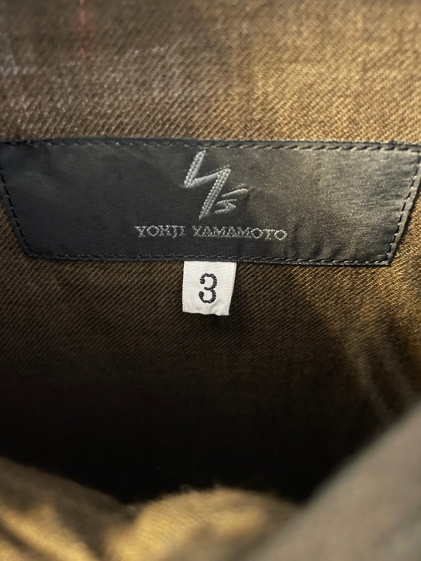 Yohji Yamamoto Y's 2000's khaki button down shirt with tartan detail