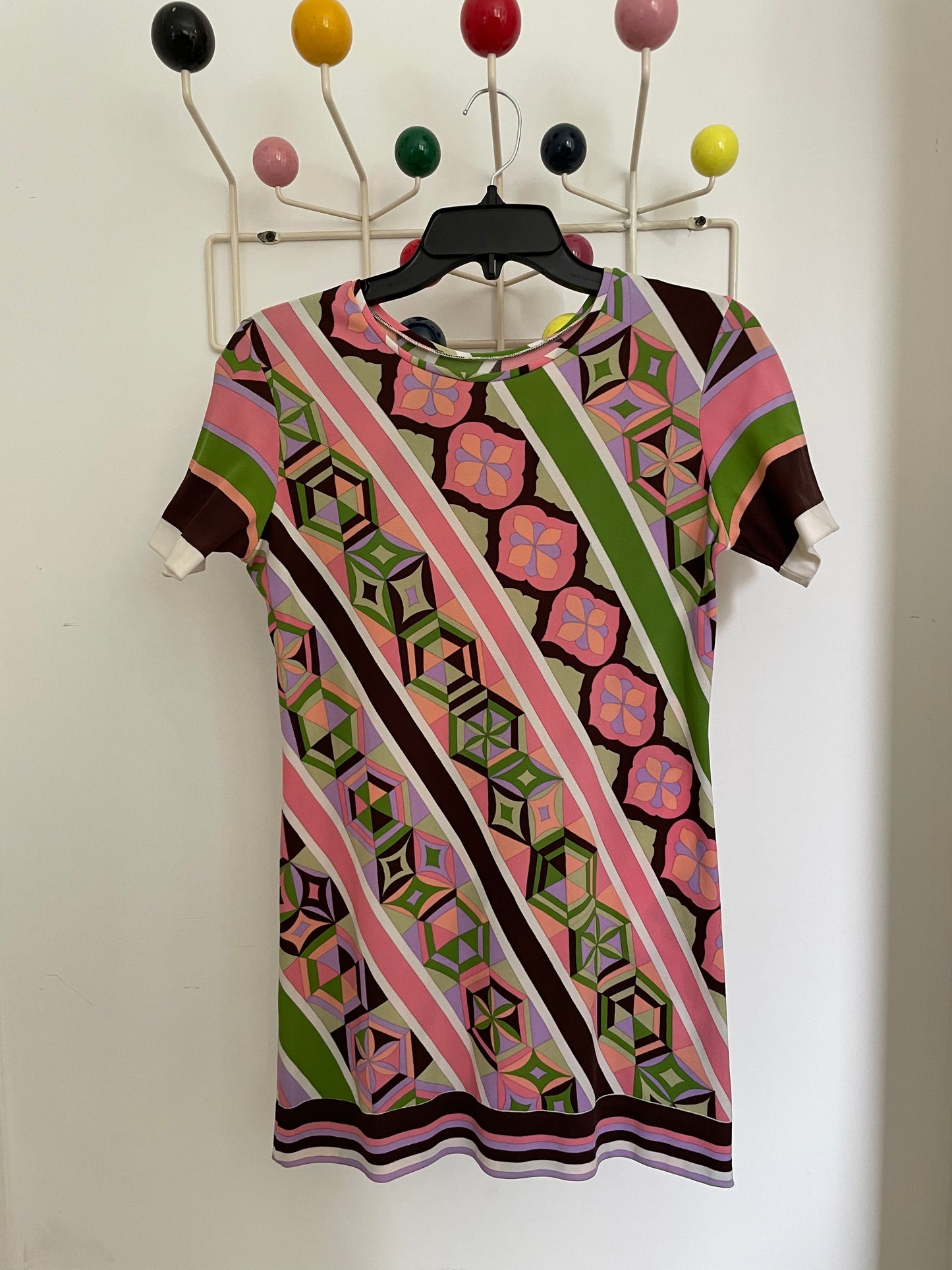Emilio Pucci 70's graphic print shirt in pink, brown and green