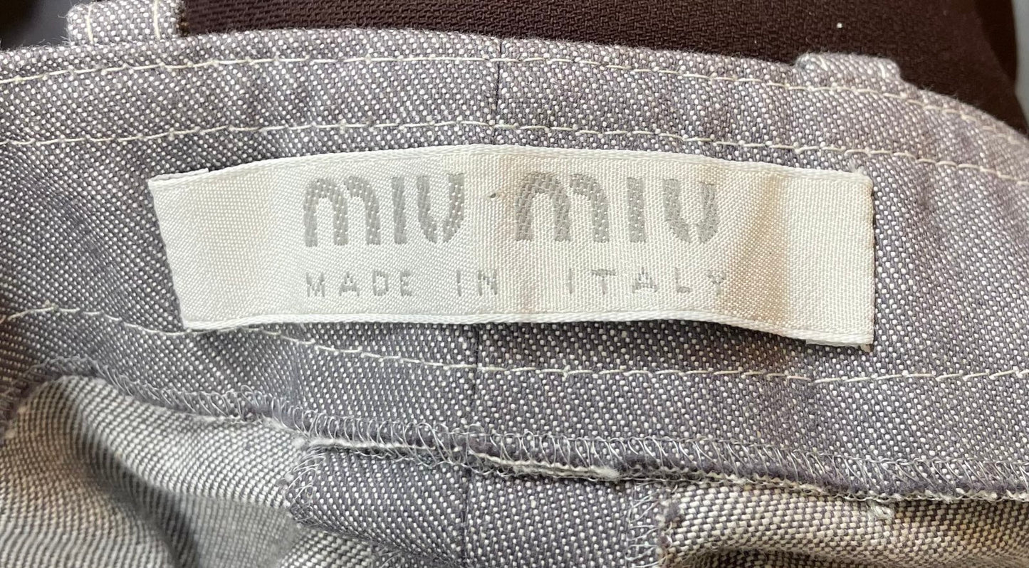 Miu Miu 2000's denim capri pants with raw hems & belt