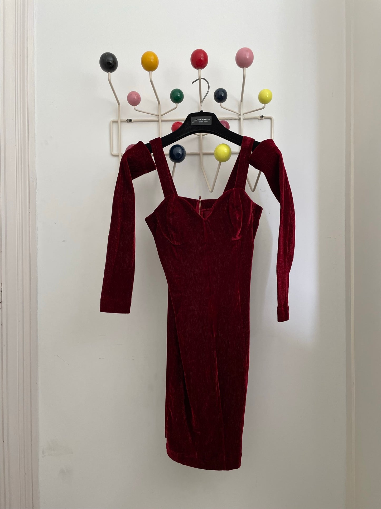 Complice 90's velvet bustier mini dress with matching sleeves