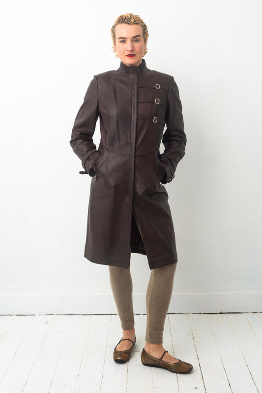Jil Sander 2000’s leather long brown coat