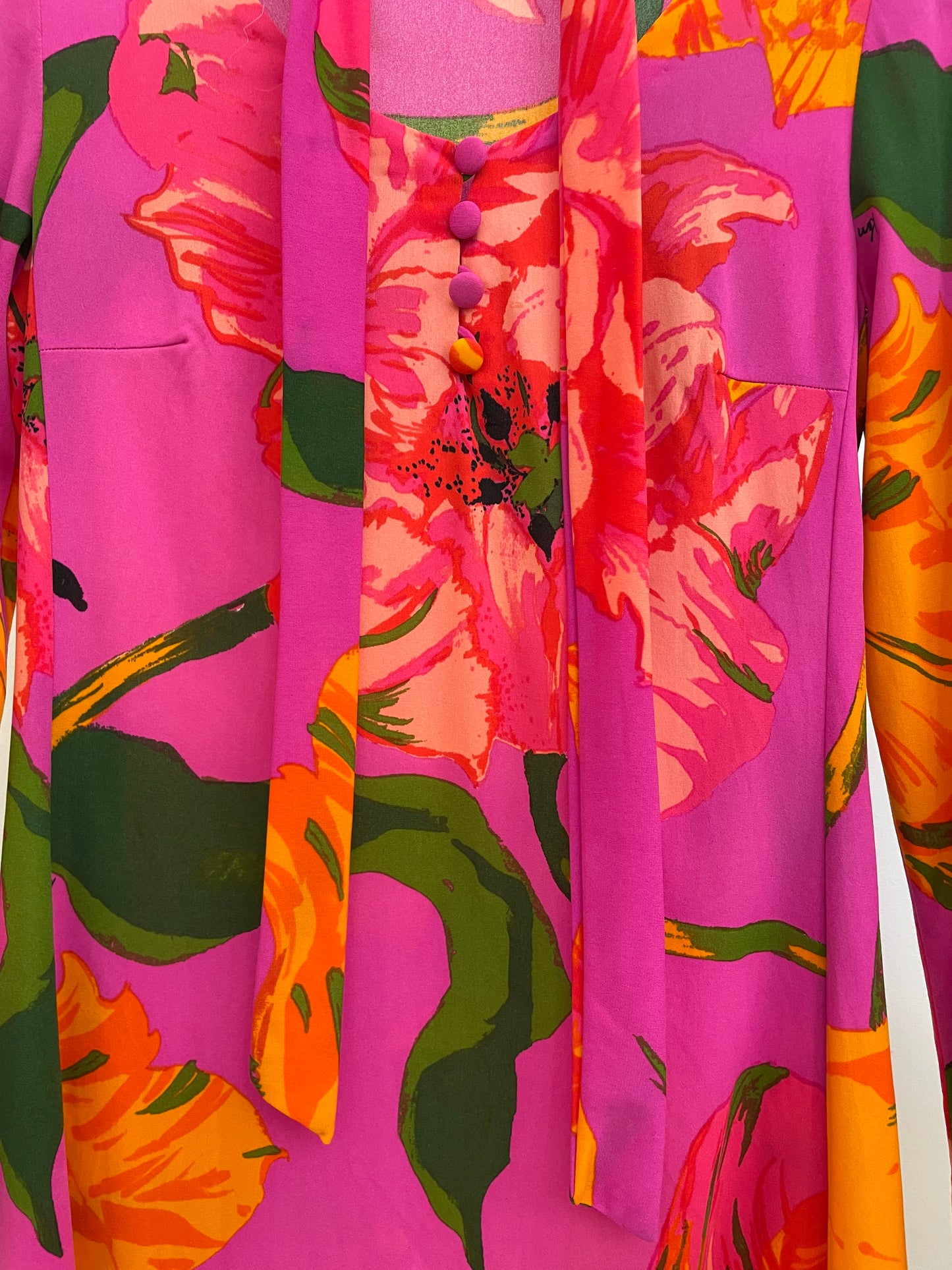 Ken Scott 70's flower print dress with matching belt/scarf