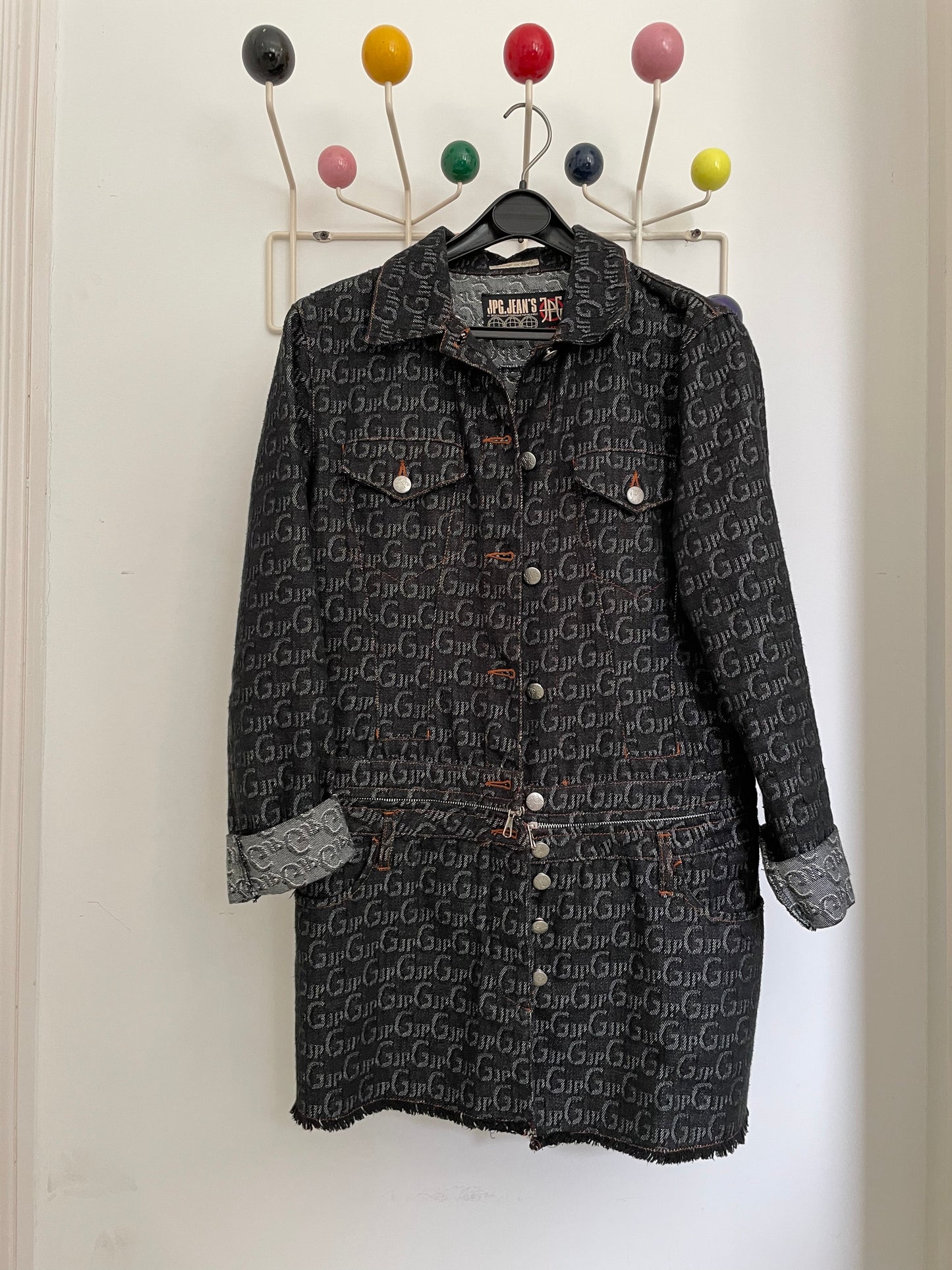 Jean Paul Gaultier Jeans FW 2001 monogram denim transformable jacket / dress with zipper