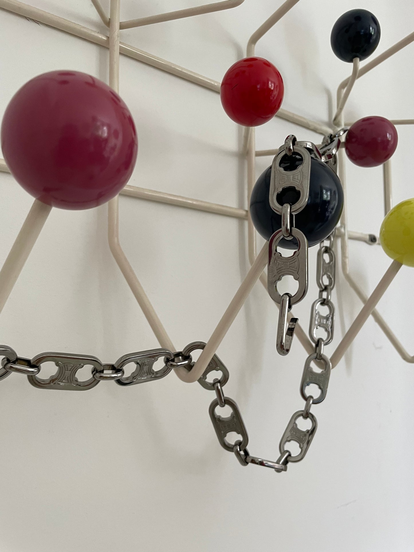 Céline 2000s Triomphe silver chain link charm belt