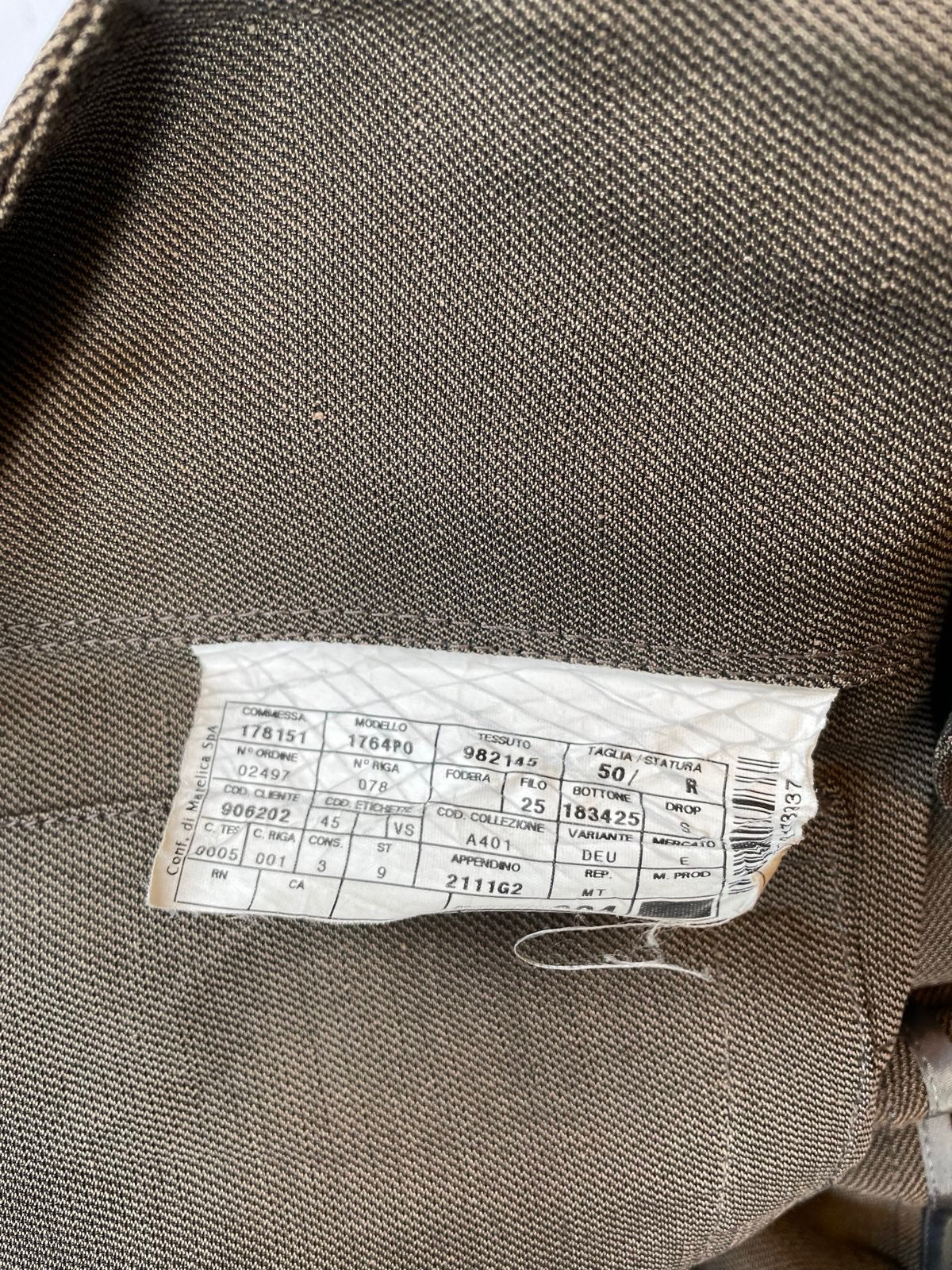 Armani 90's khaki brown linen jacket with mao collar