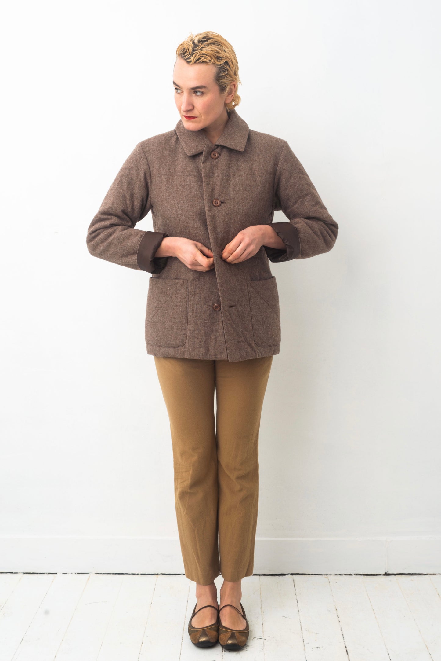 Issey Miyake Plantation 90’s reversible brown wool and padded nylon jacket