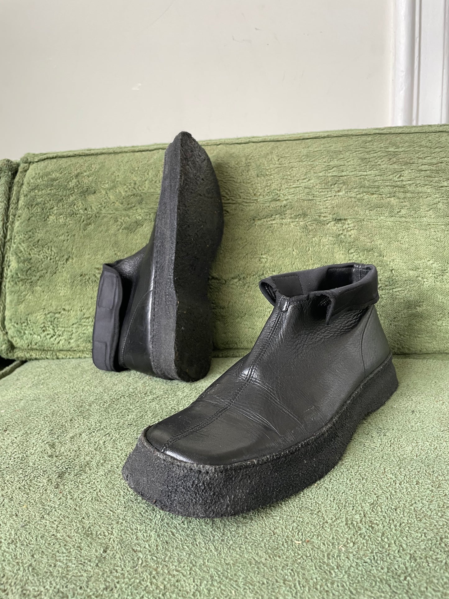 Jil Sander 90's leather future desert ankle boots with nylon and velcro flap