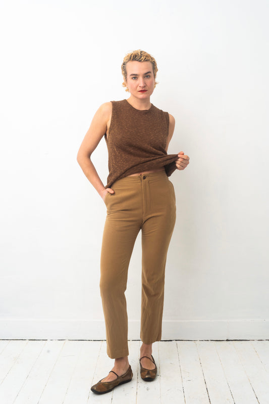 Yohji Yamamoto beige wool pencil trousers