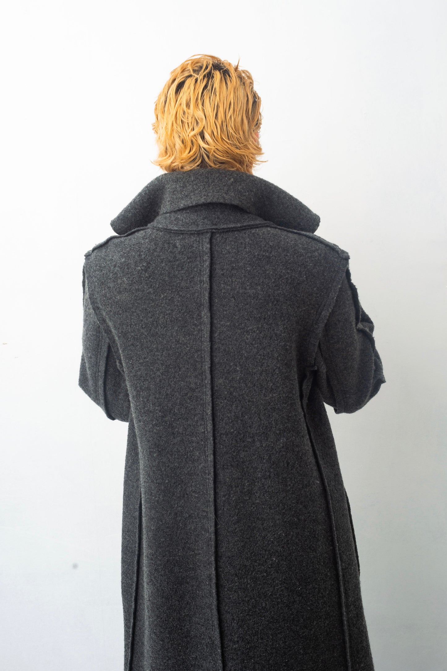 Comme des Garçons 90’s long grey boiled wool coat