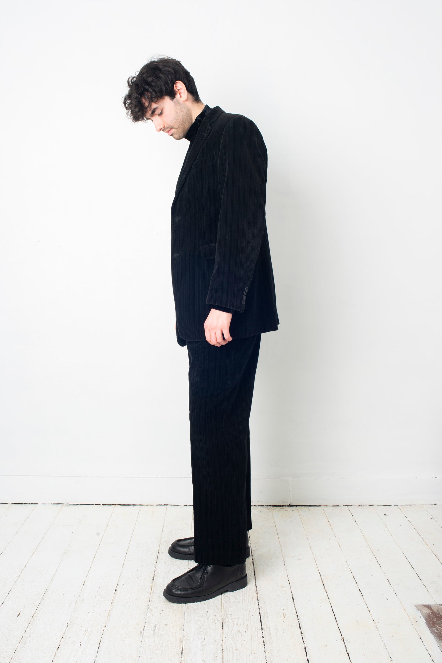 Costume National 90s black corduroy pantsuit