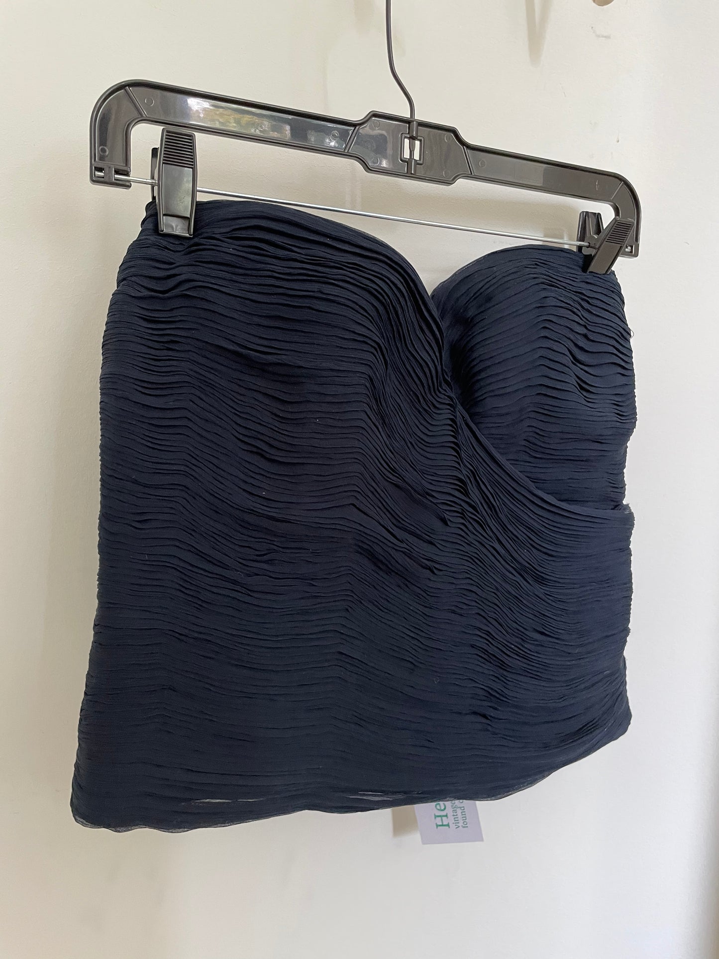 La Perla 2000's silk pleated dark blue bustier top