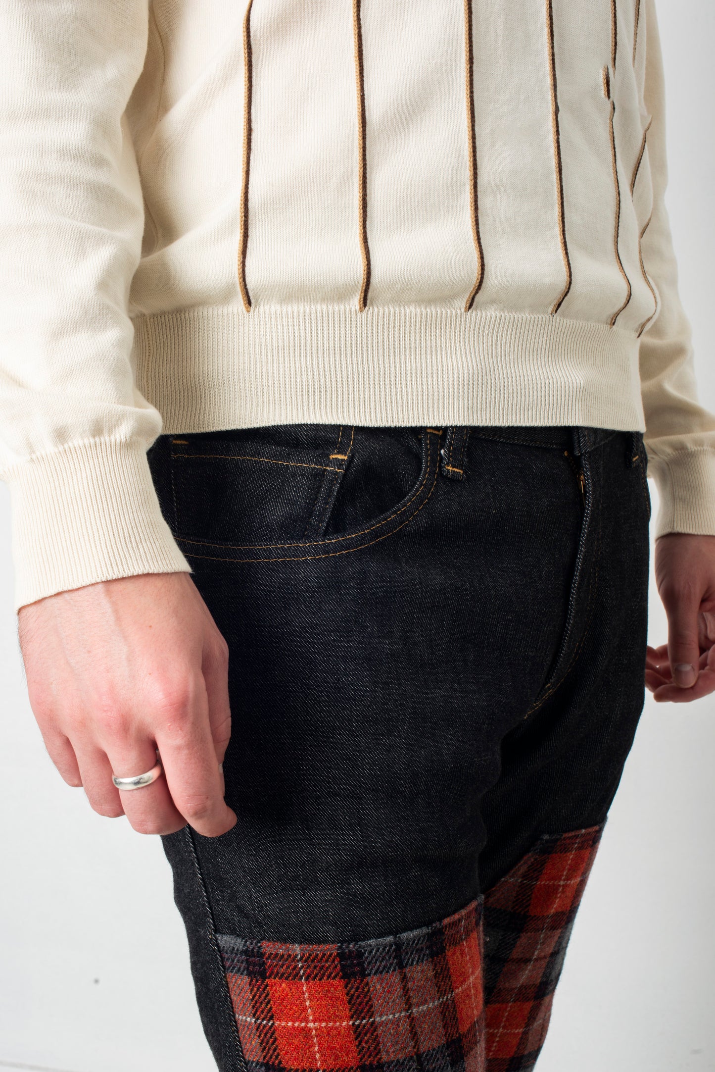 Margiela 2008 cotton knit off white striped sweater
