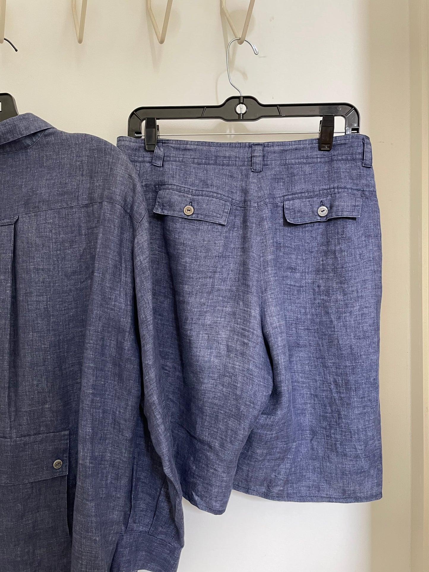 Sonia Rykiel Inscription 90s linnen blue short suit