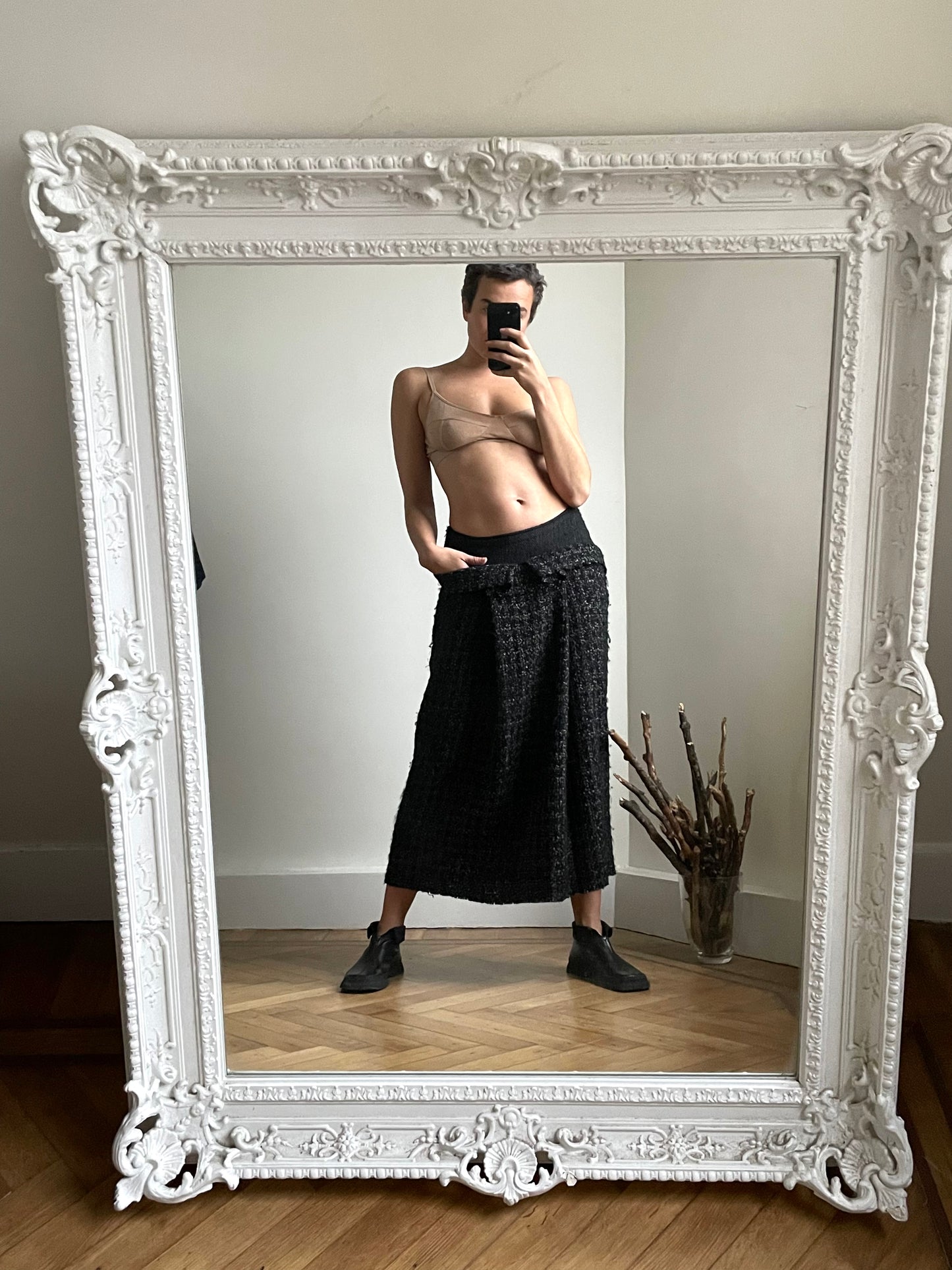 Yohji Yamamoto FW 2008 wool and silk grey knit maxi skirt