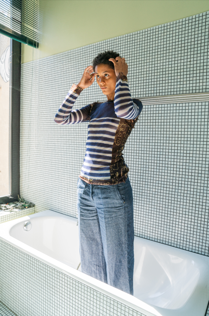 Armani 2000s wide leg denim capri pants