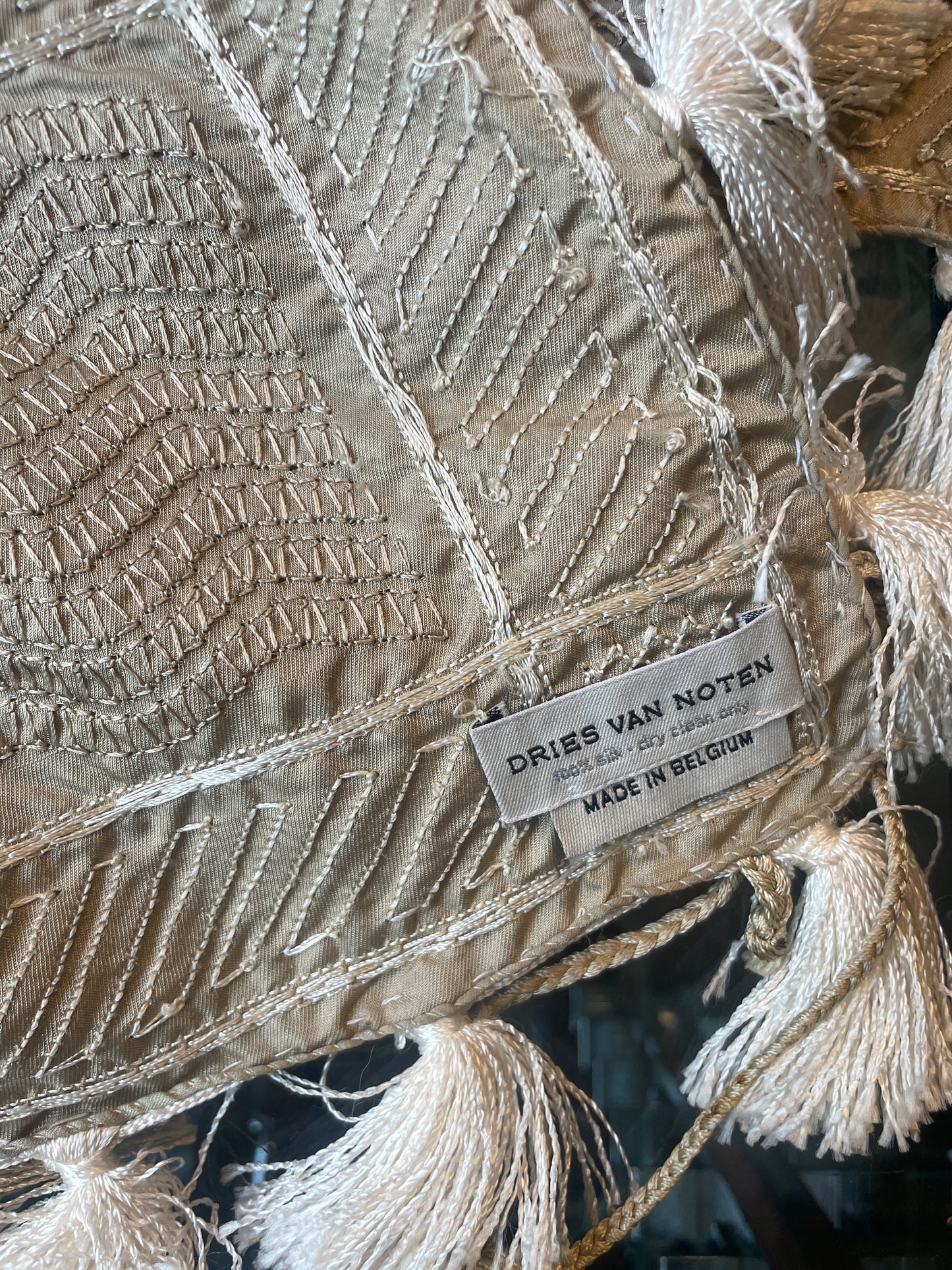 Dries van Noten 2000's "keffiyeh" inspired golden sarong with tassels