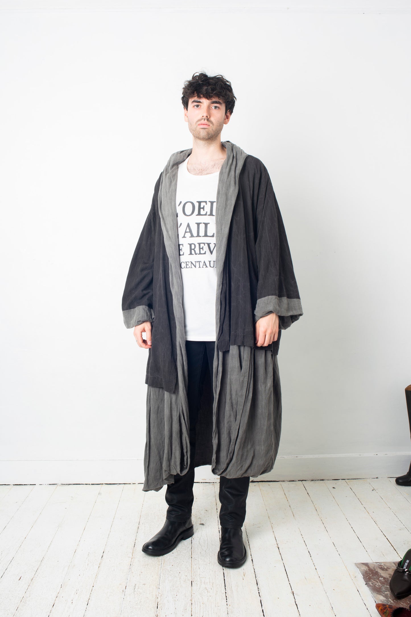 Comme des Garçons reversible wrinkled grey oversized coat