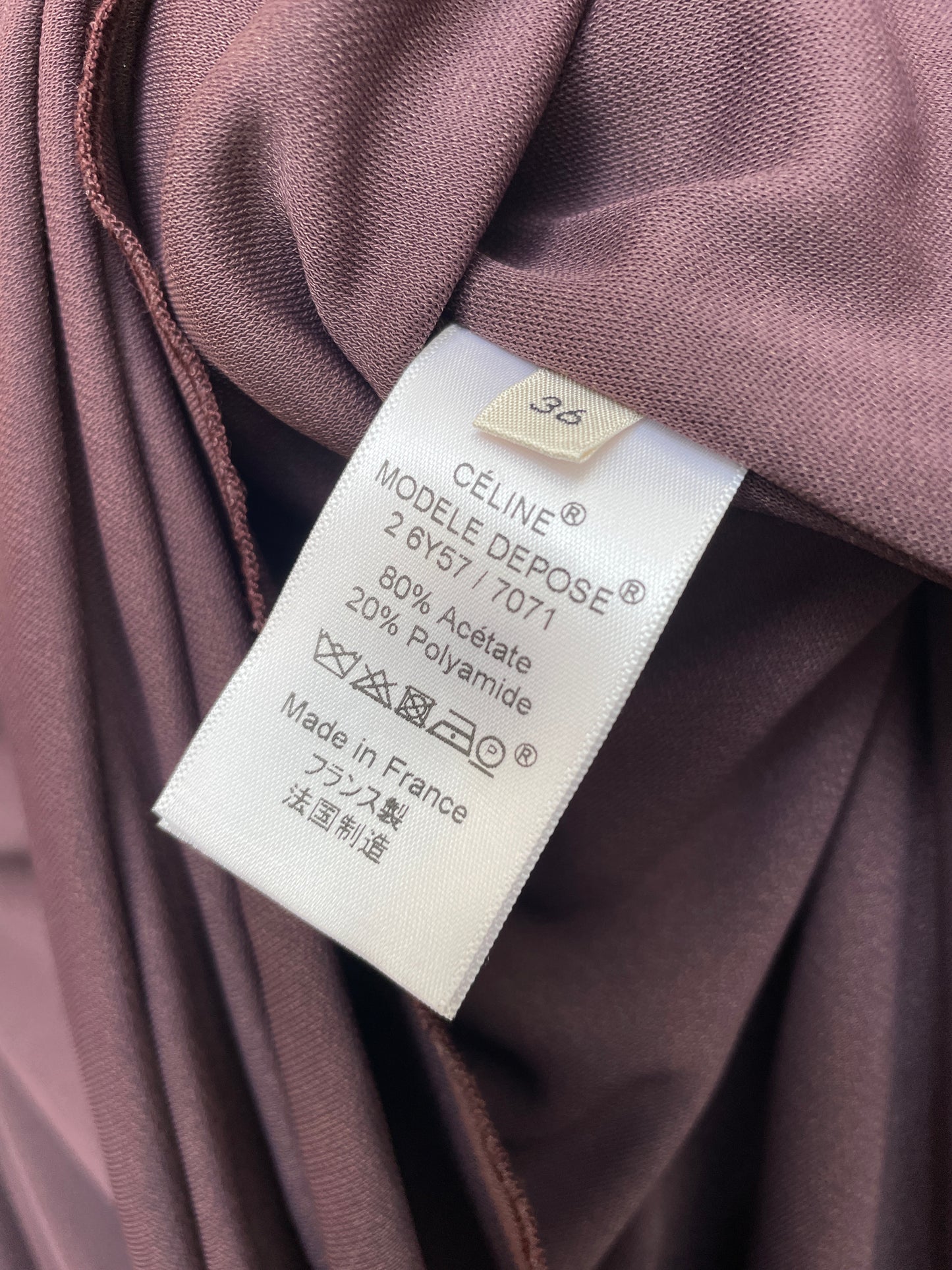Céline SS 2017 aubergine jersey evening dress with open back