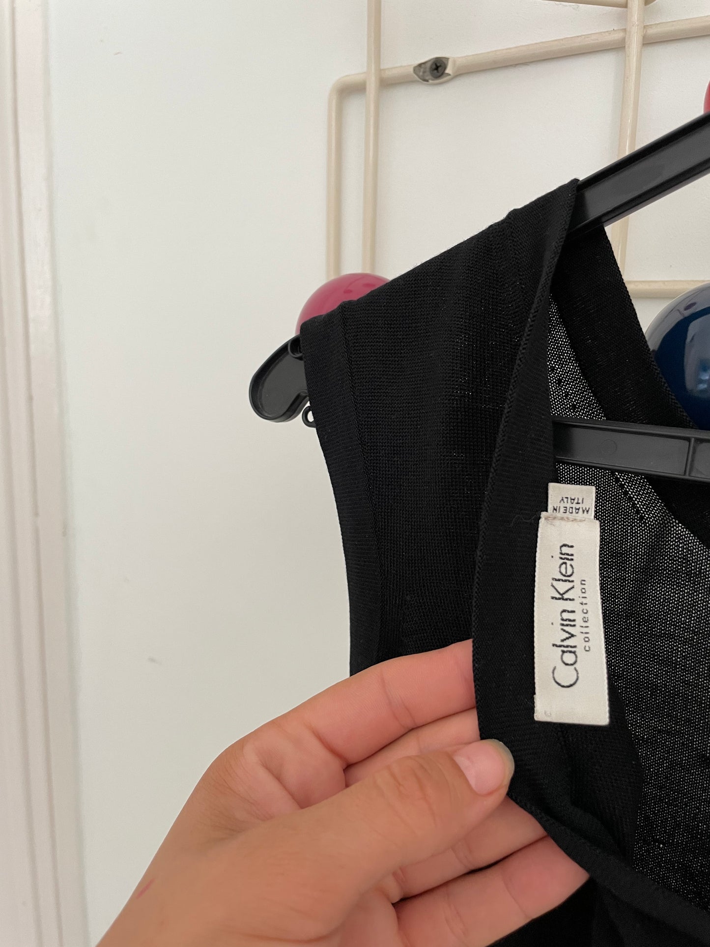 Calvin Klein 90's silk black knit reversible top with open back