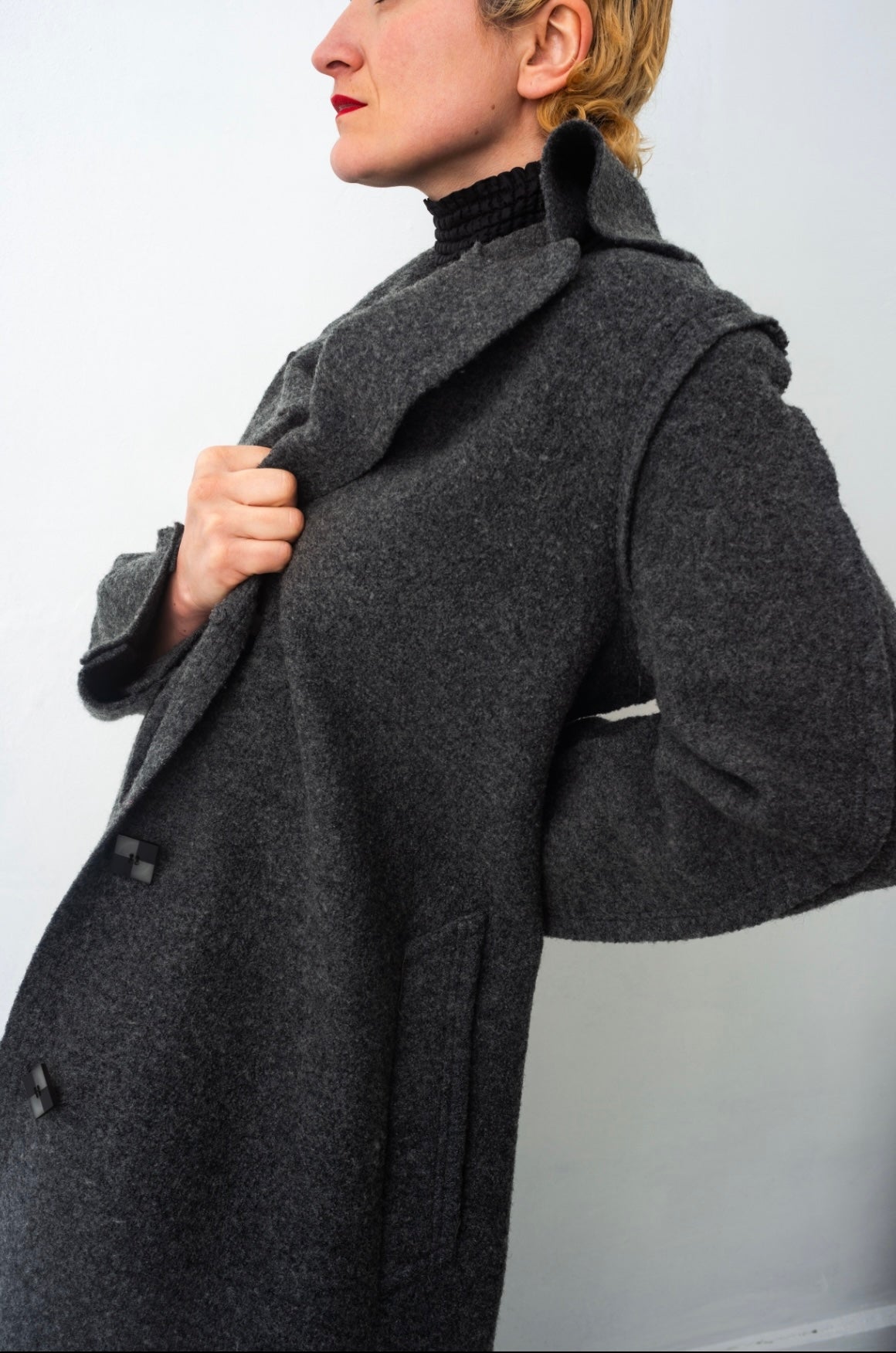 Comme des Garçons 90’s long grey boiled wool coat