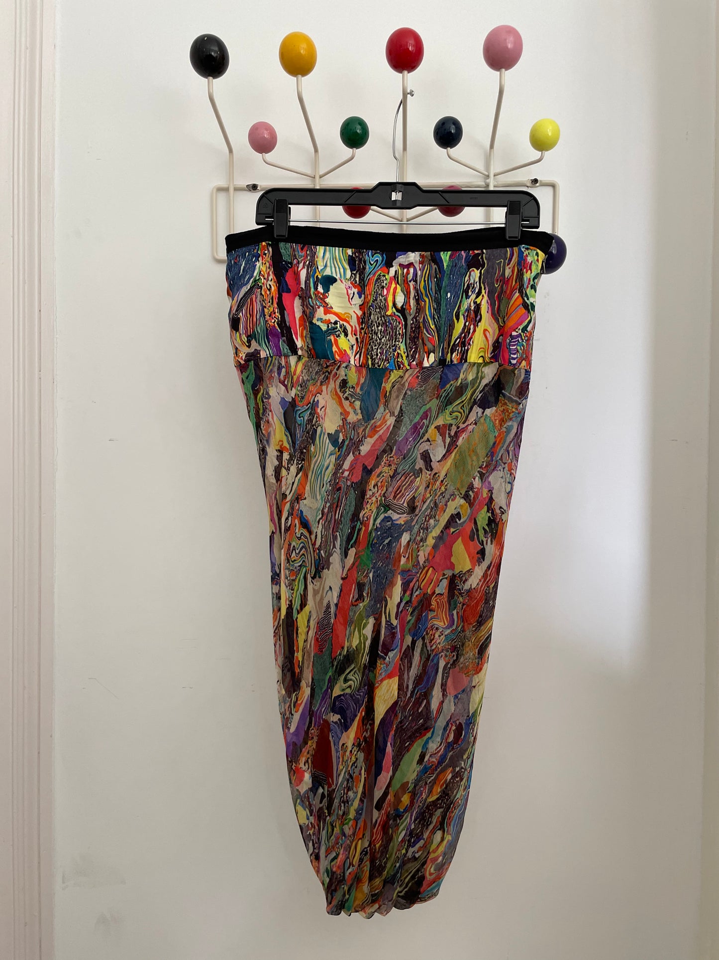 Dries van Noten FW 2008 multicolour marble print silk skirt