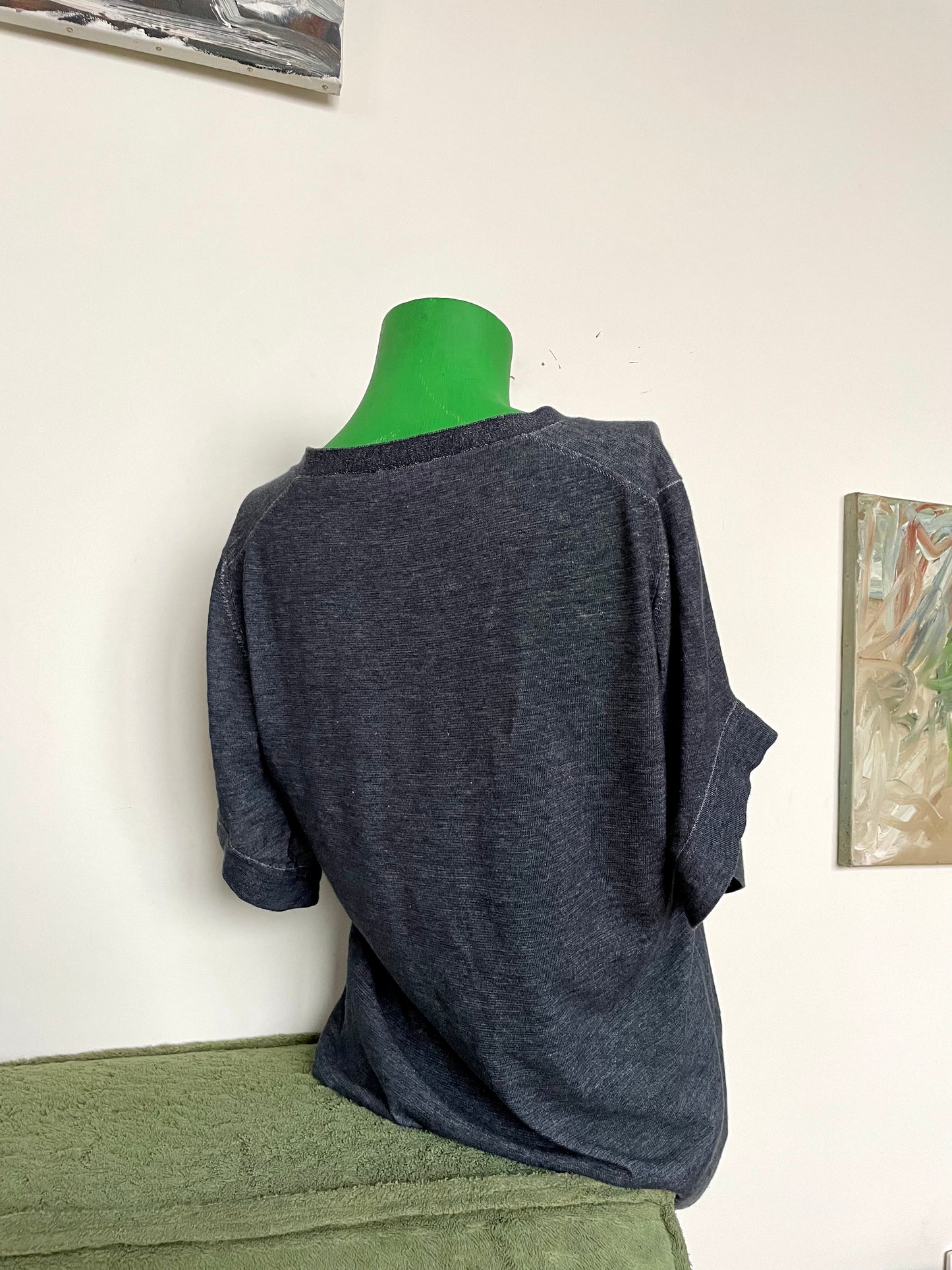 Prada 2000's blue cotton button down short sleeved knit shirt