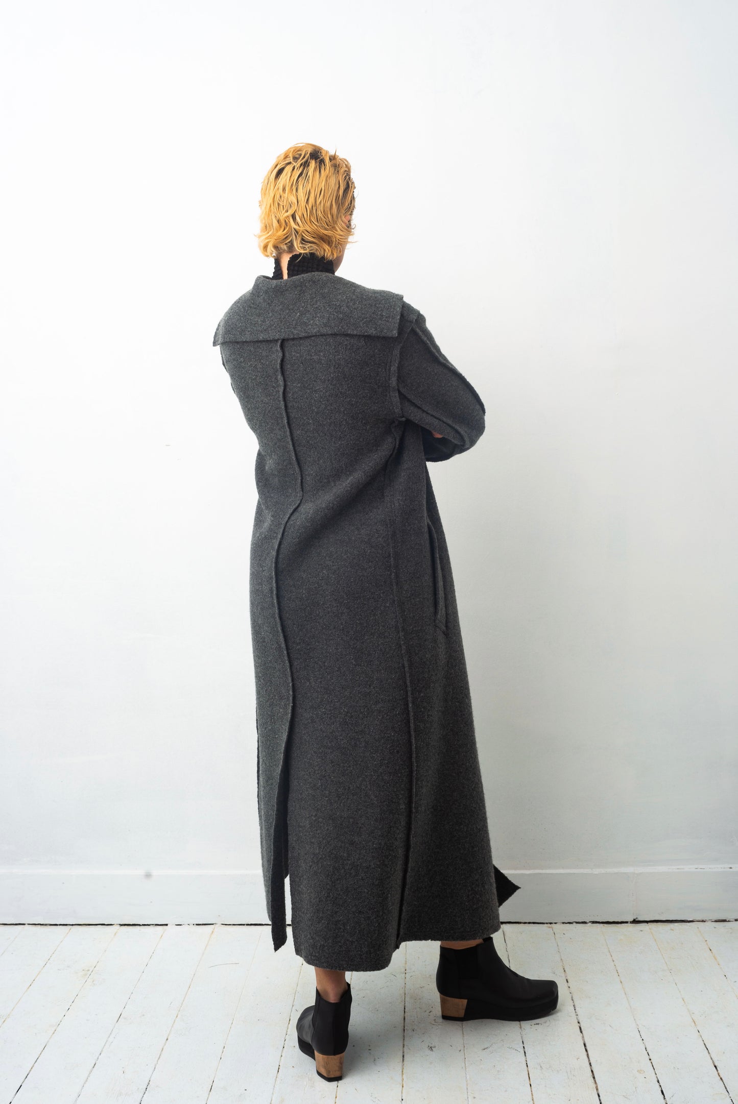 Comme des Garçons 90’s long grey boiled wool coat