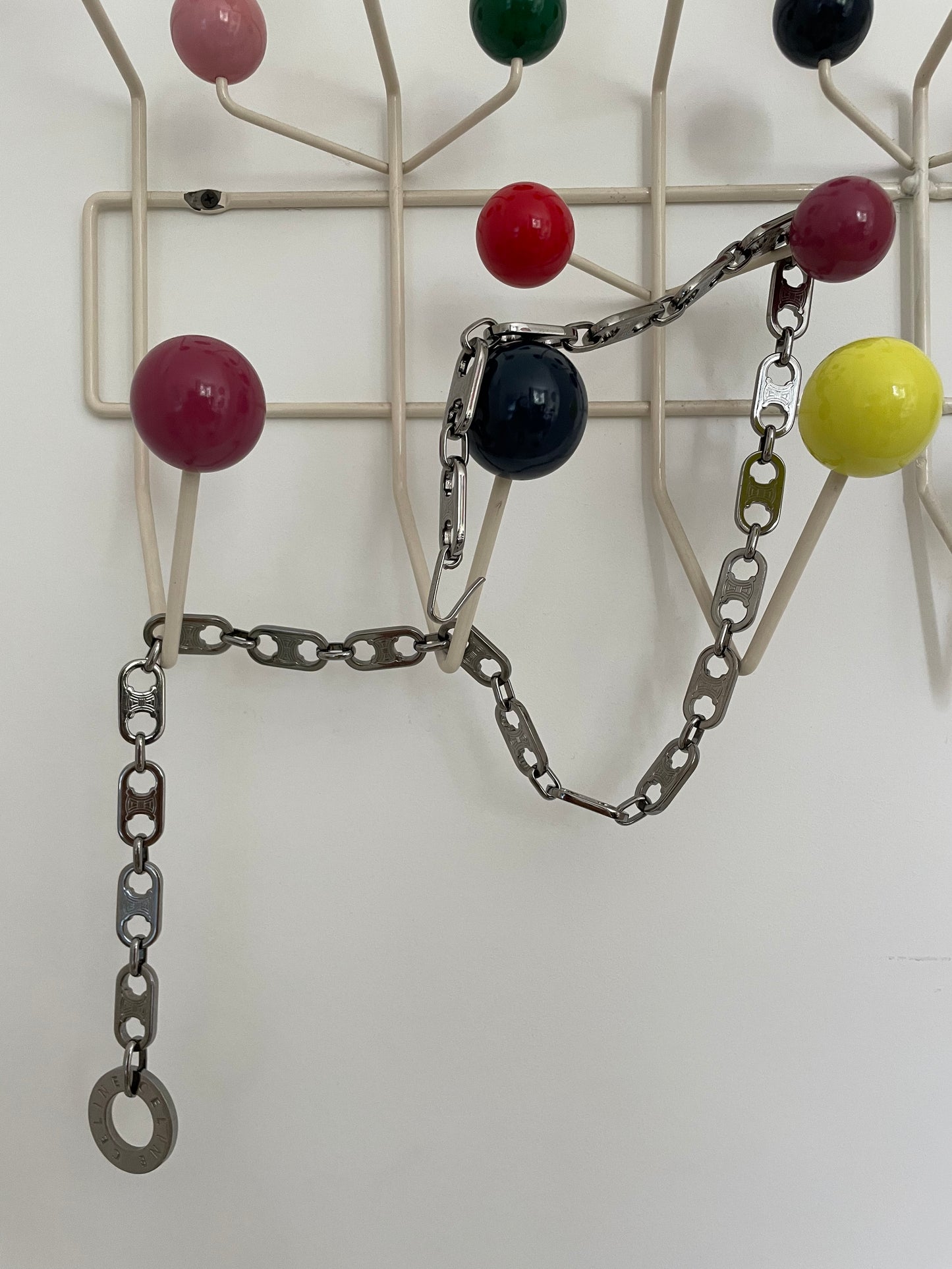 Céline 2000s Triomphe silver chain link charm belt