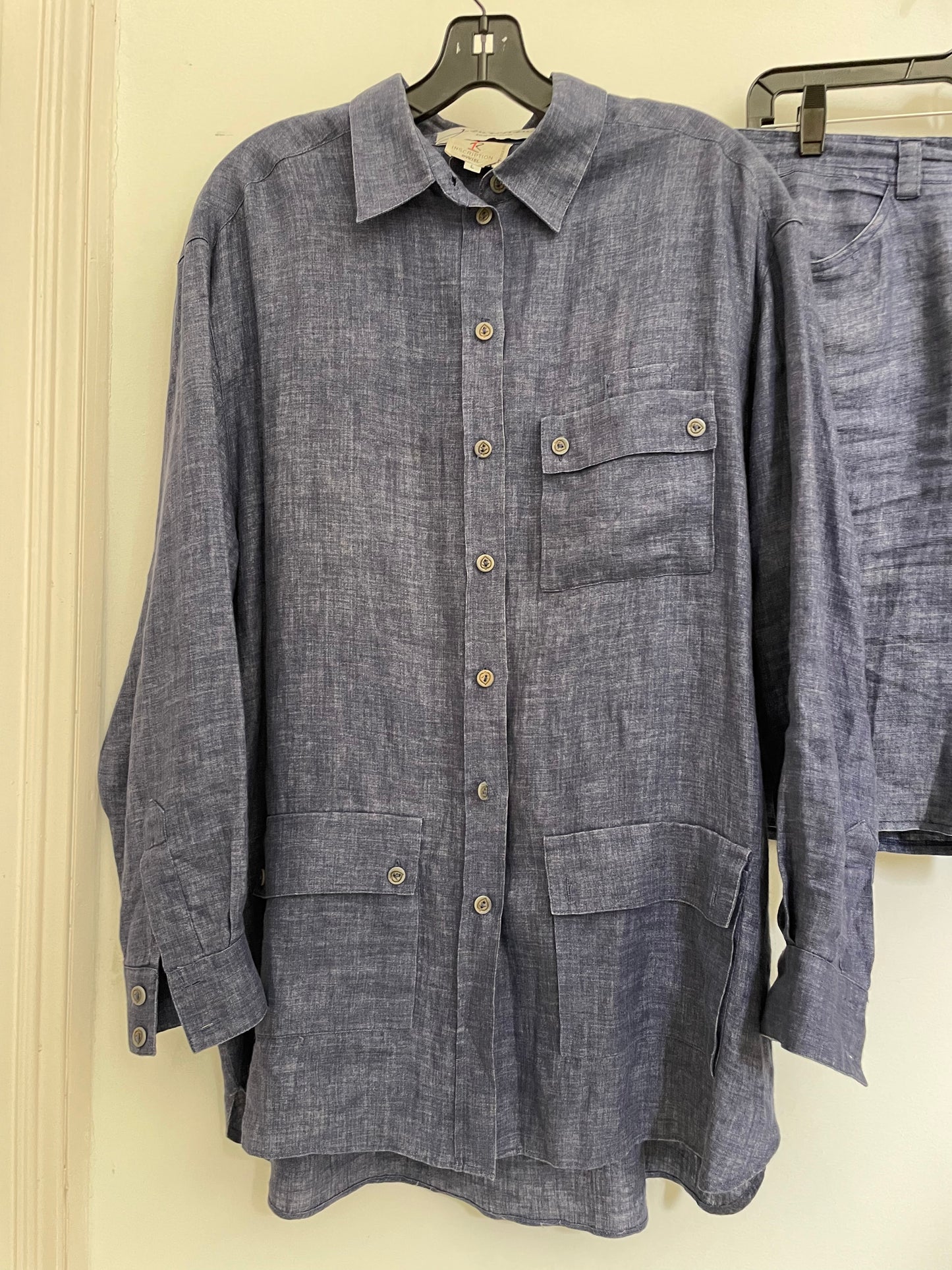 Sonia Rykiel Inscription 90s linnen blue short suit