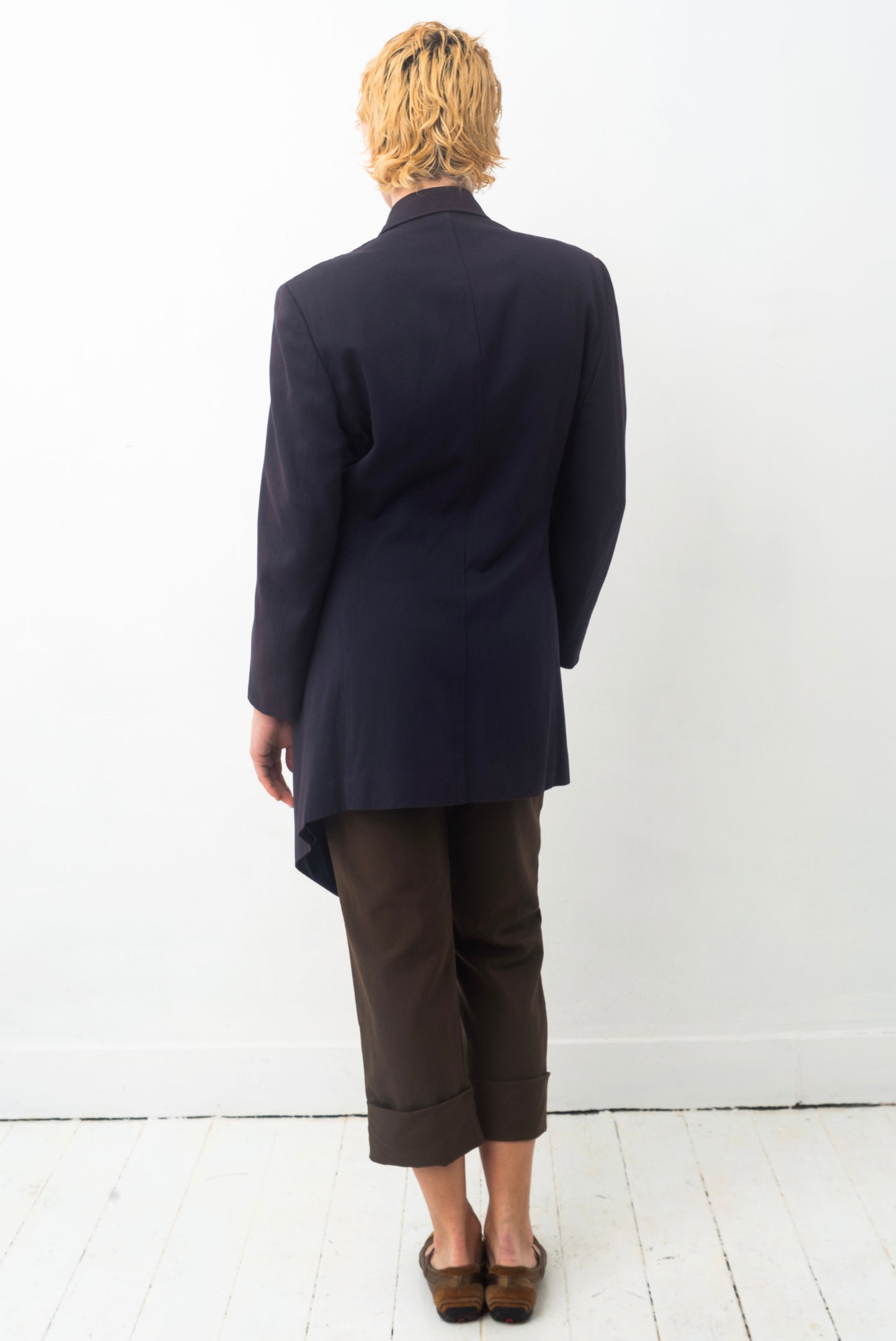 Comme des Garçons 90’s asymmetrical rayon plum jacket
