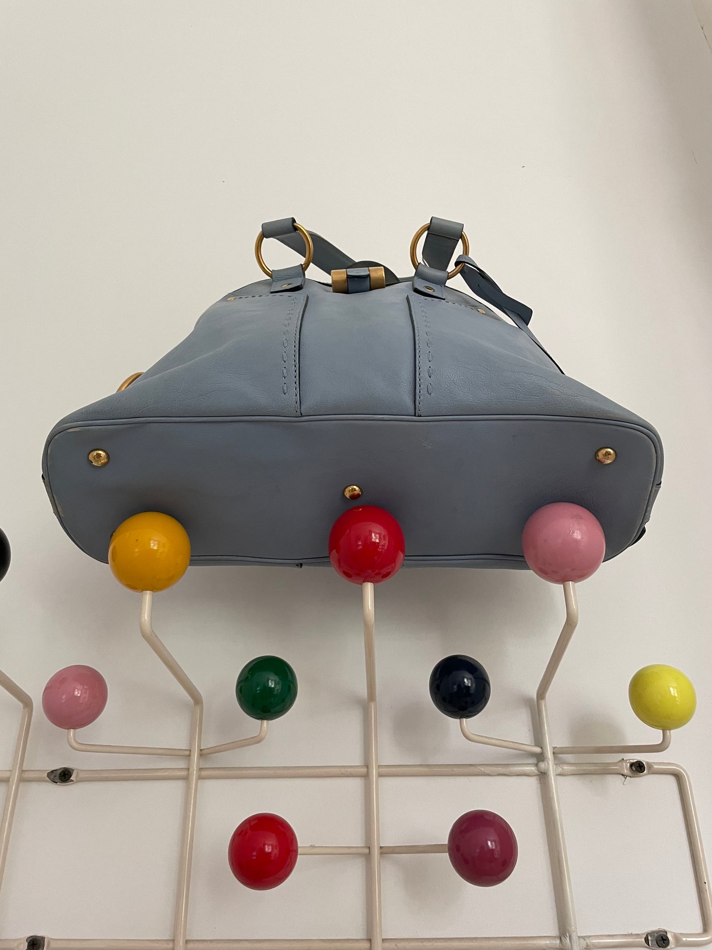 Yves Saint Laurent baby blue leather muse shoulder bag