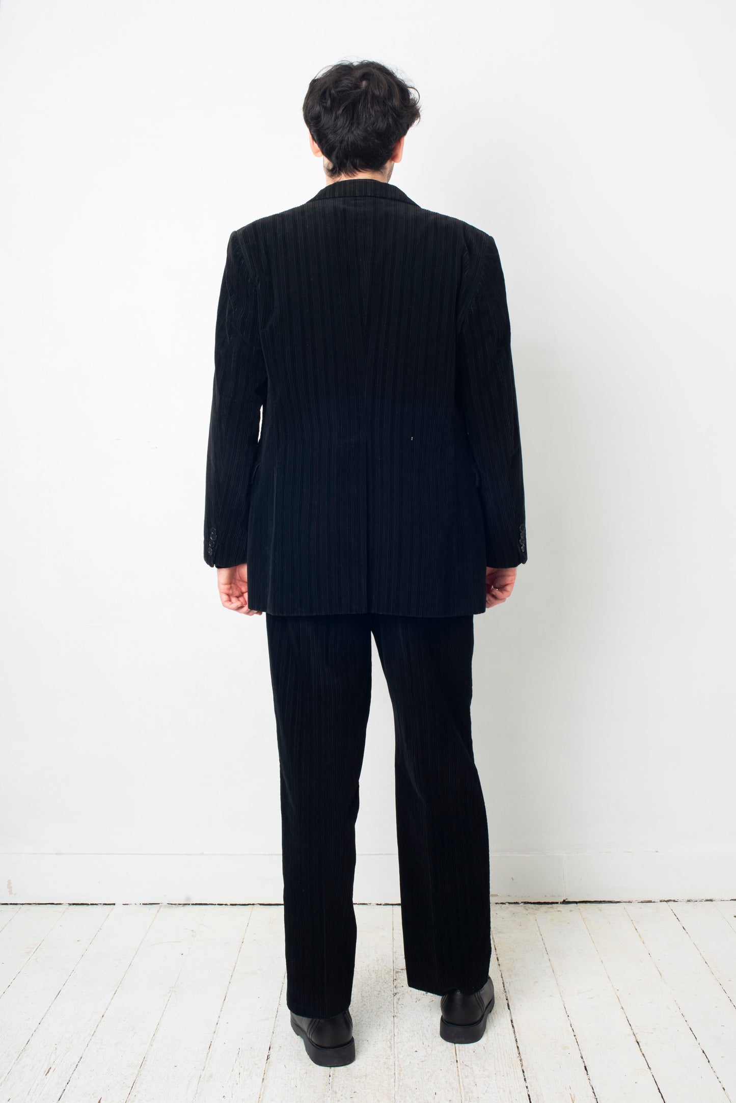 Costume National 90s black corduroy pantsuit